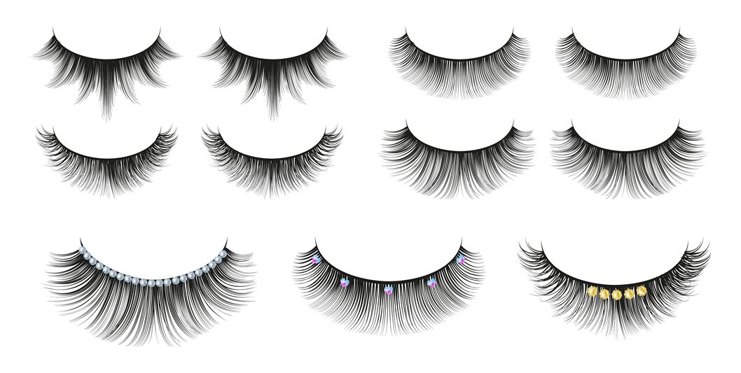 Black realistic eyelashes. Diamonds eyelash, cosmetics shine accessori By  Microvector