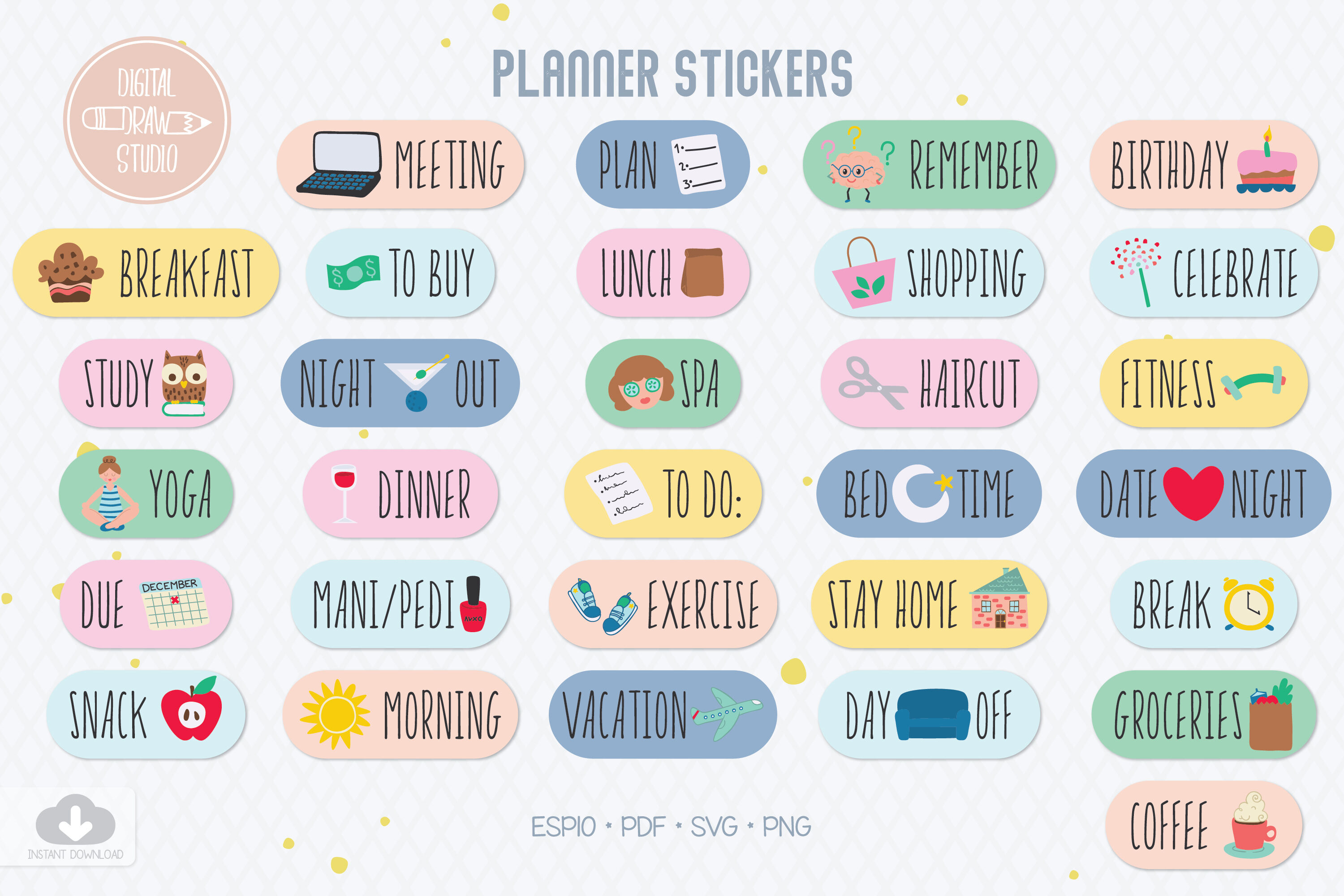 Shopping Cart Circle Planner Stickers Icon Groceries