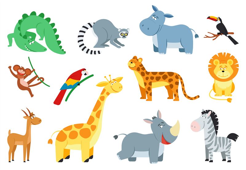 safari animals cartoon