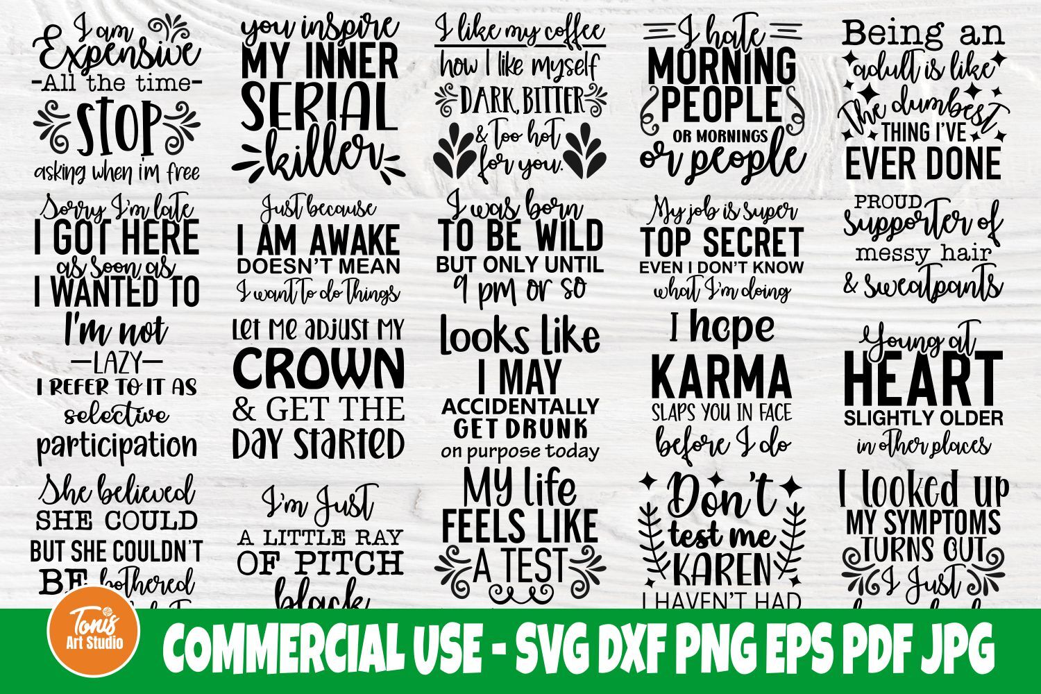 Funny Sayings SVG Bundle, Shirt Svg, Funny Quotes By TonisArtStudio |  TheHungryJPEG