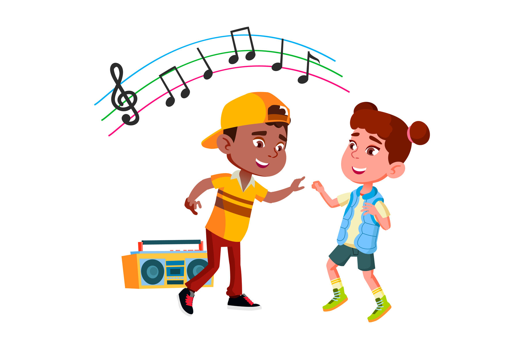 boy and girl singing clipart