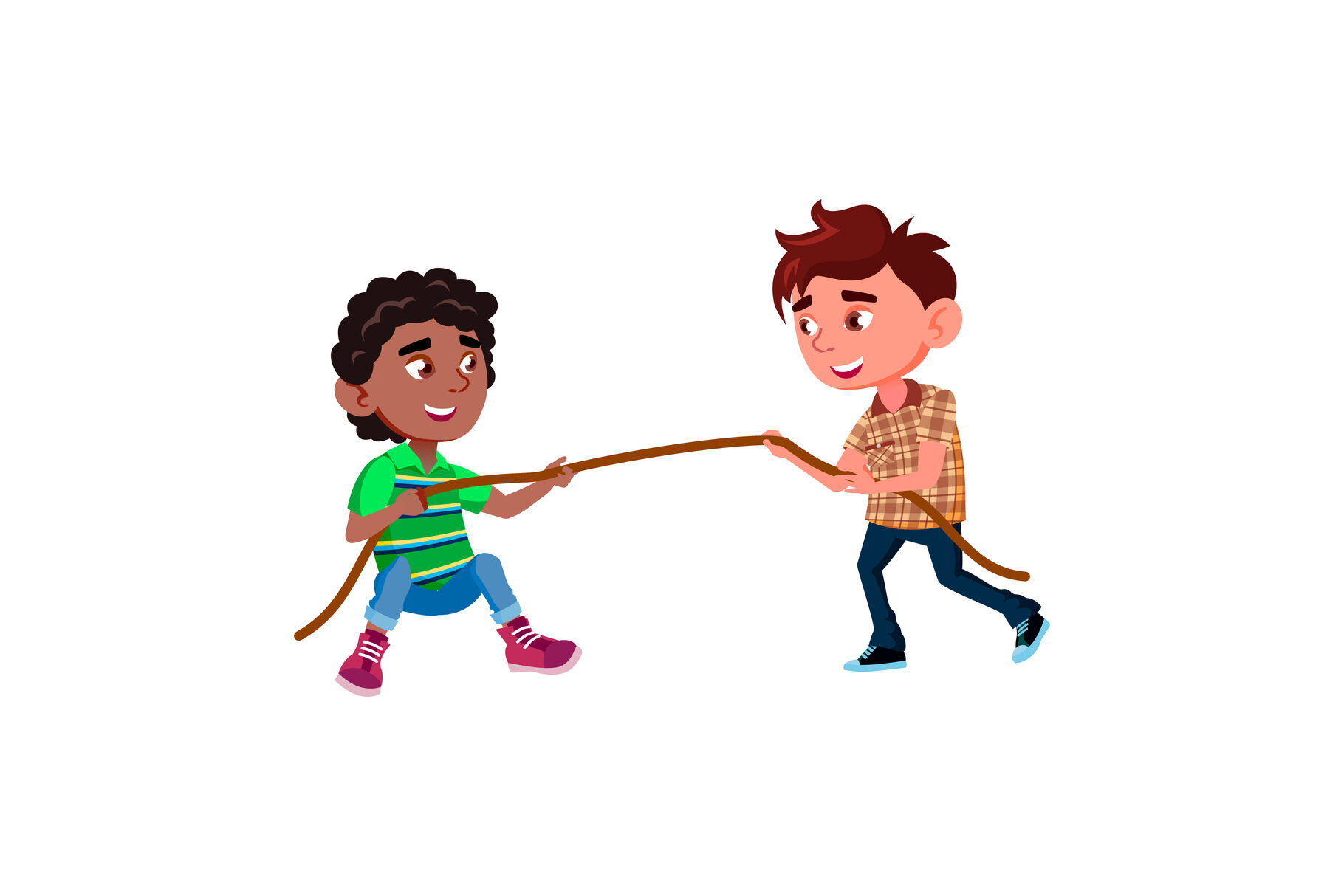 Schoolboys Pulling Rope On Competition Game Vector By Pikepicture