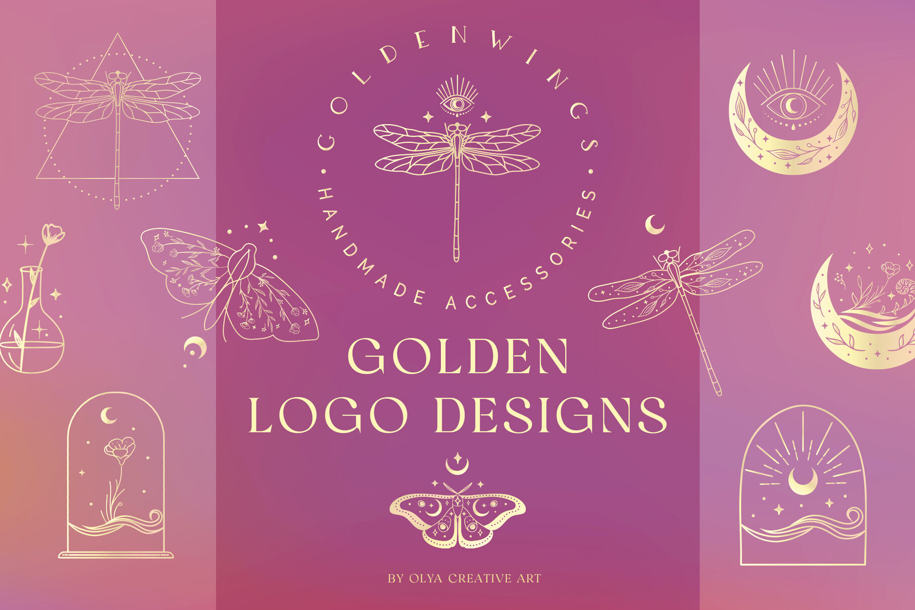Cosmic Vibes Pre-Made Logo Designs. Gold Graphic by Olya.Creative ·  Creative Fabrica