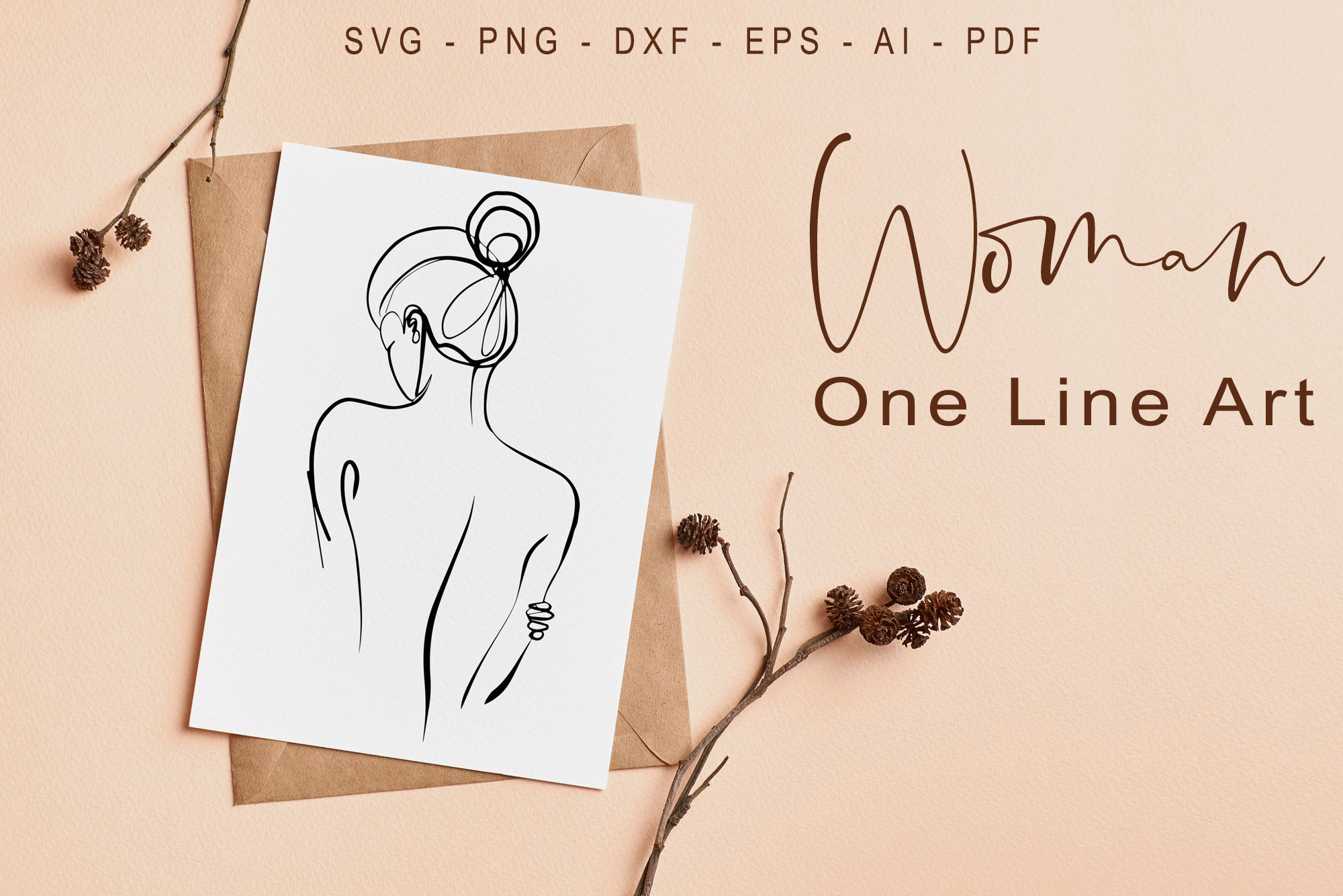 Set of One Line Faces, Abstract Faces One Line Art Bundle