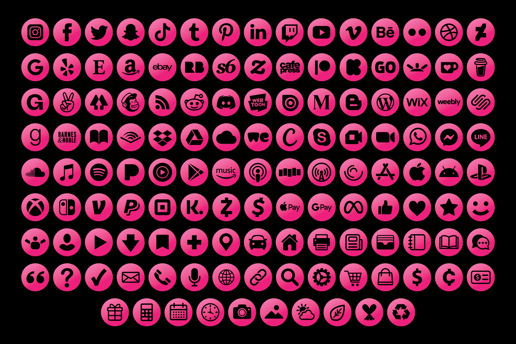 pink social media icon set
