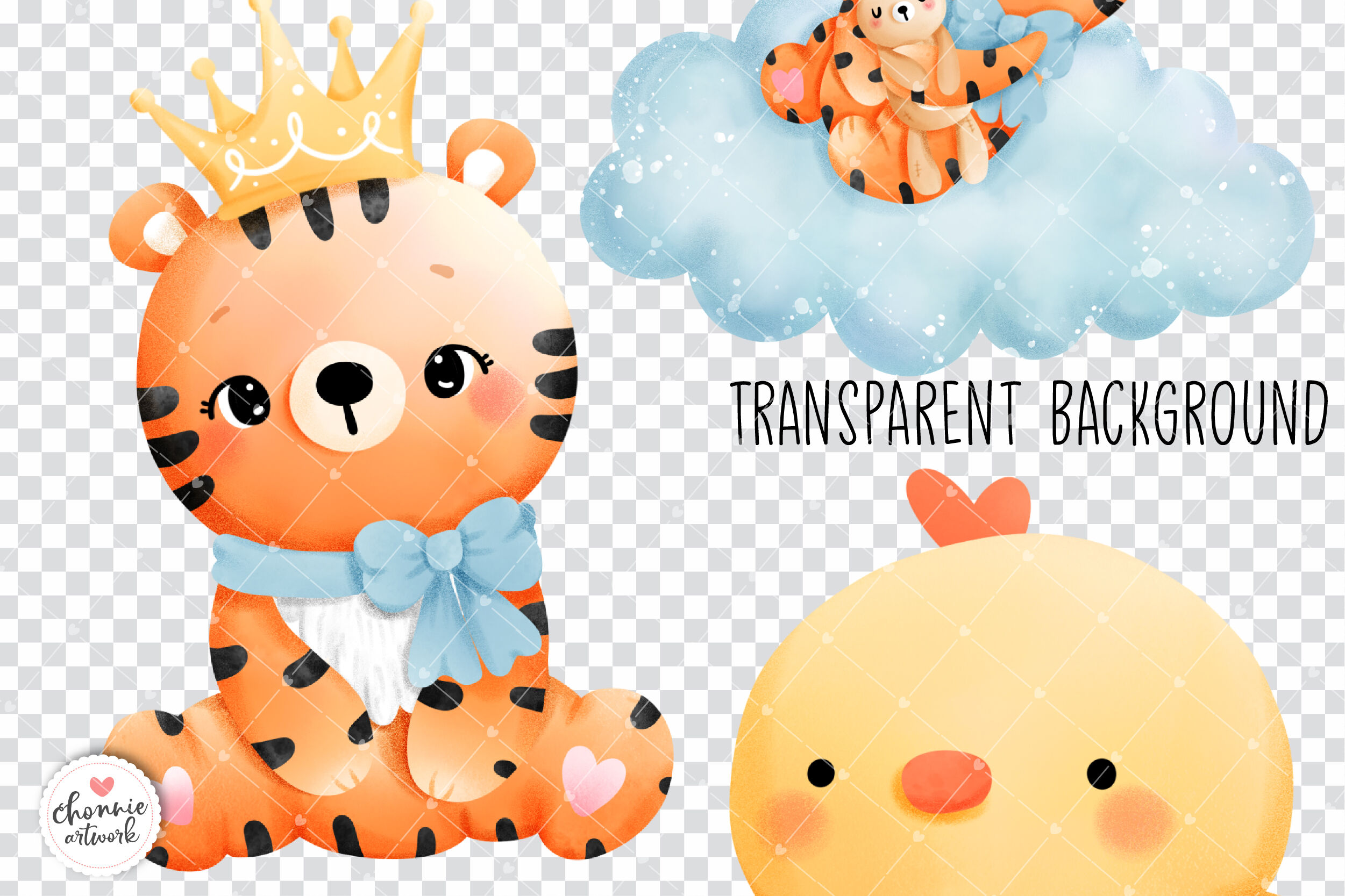 Baby boy tiger clipart, baby boy clipart, baby shower tiger clipart, b By  Chonnieartwork | TheHungryJPEG