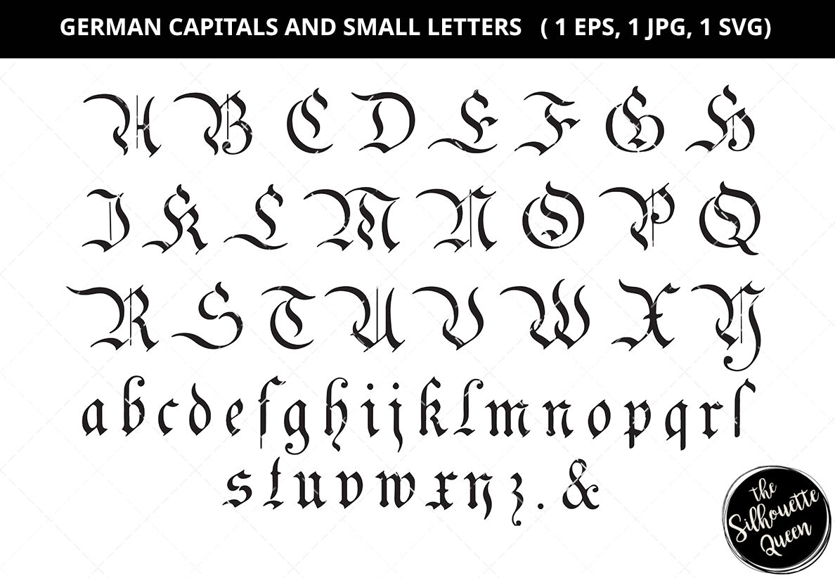 German capital letter, German small letter, decorative alphabets svg By The  Silhouette Queen