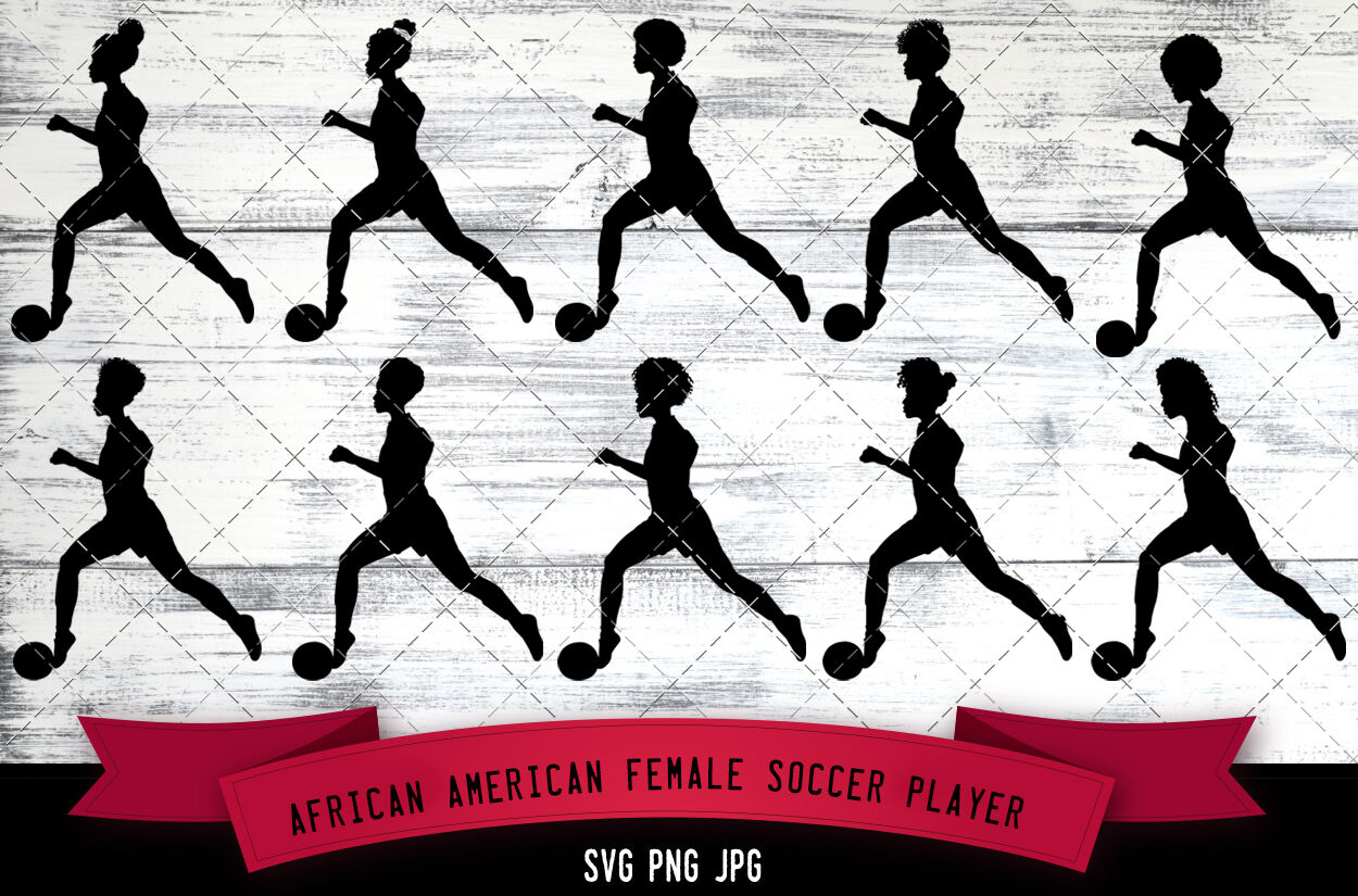 female soccer players silhouette