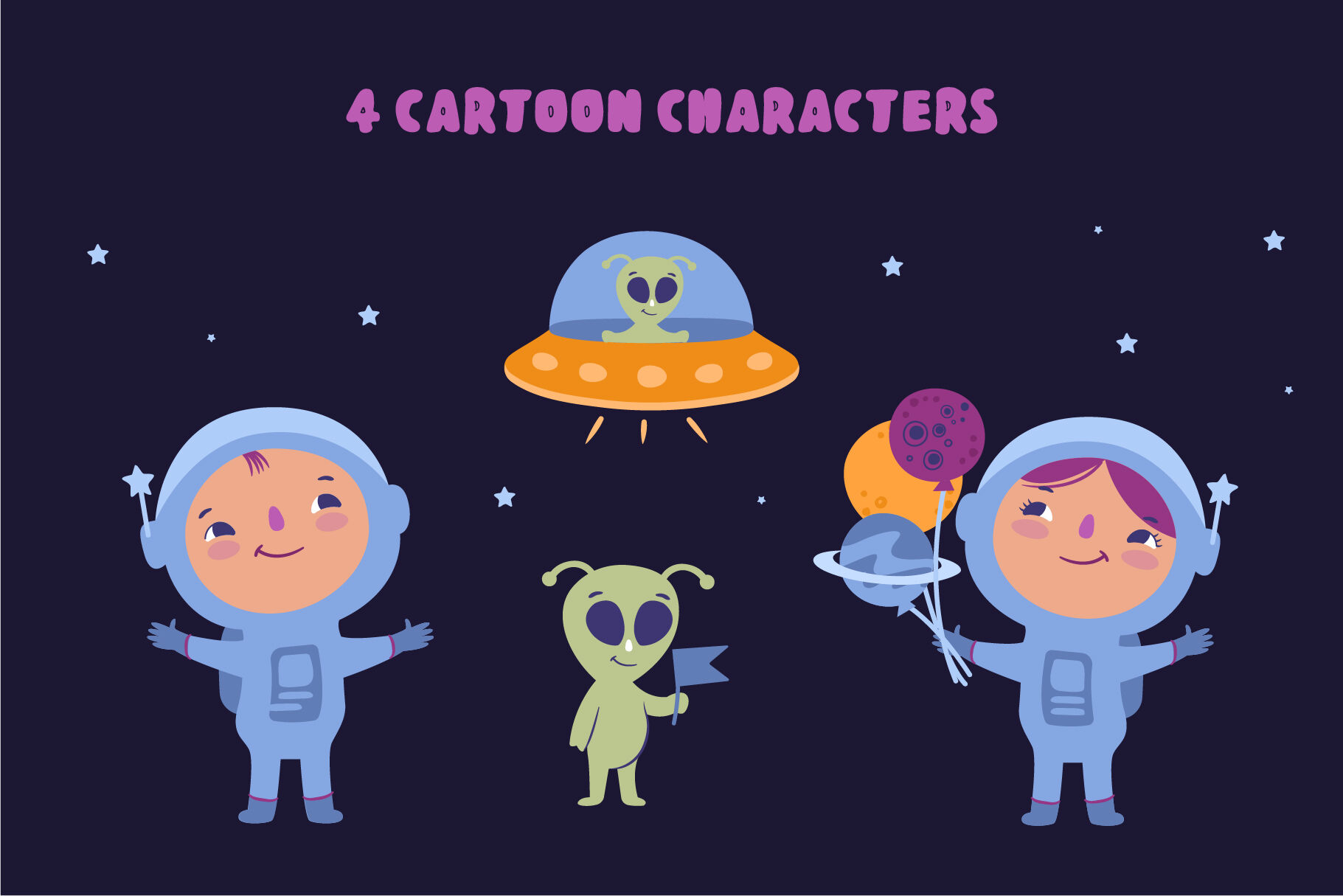 Cartoon space creator for kids party By Lettering_Logo | TheHungryJPEG