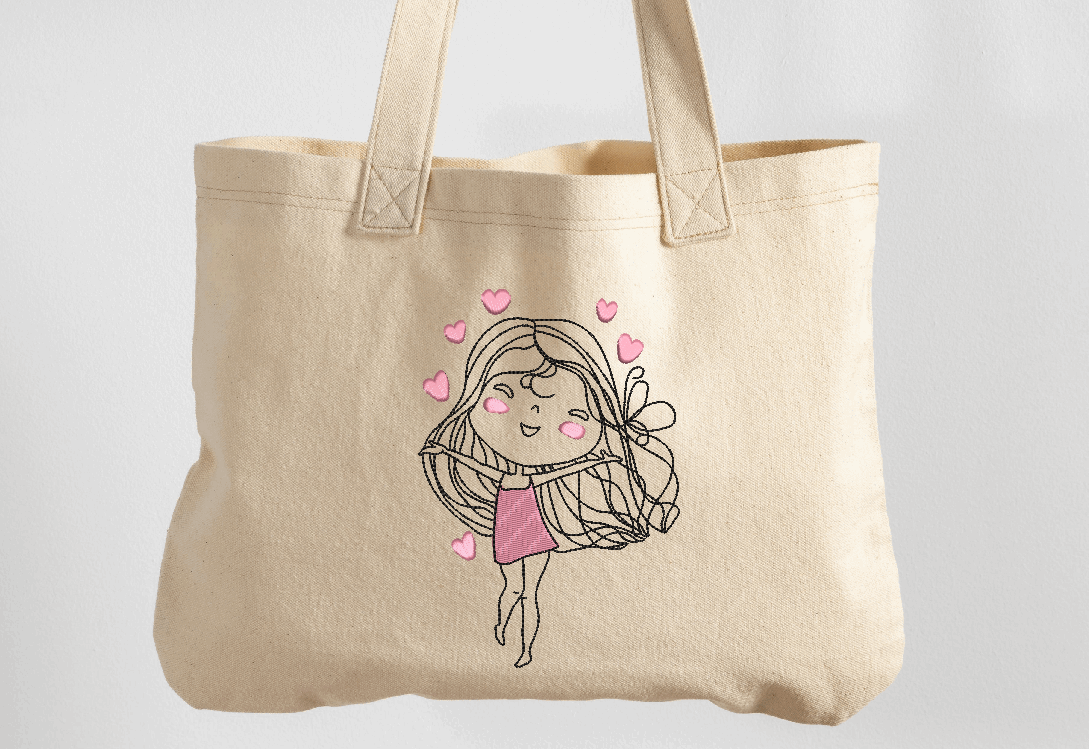 Valentine Girl with Hearts Machine Embroidery Design By ...