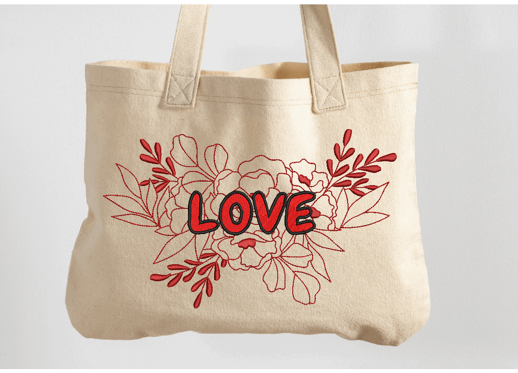 LOVE sign with Flowers Machine Embroidery design By CanadaCraftsStudio ...