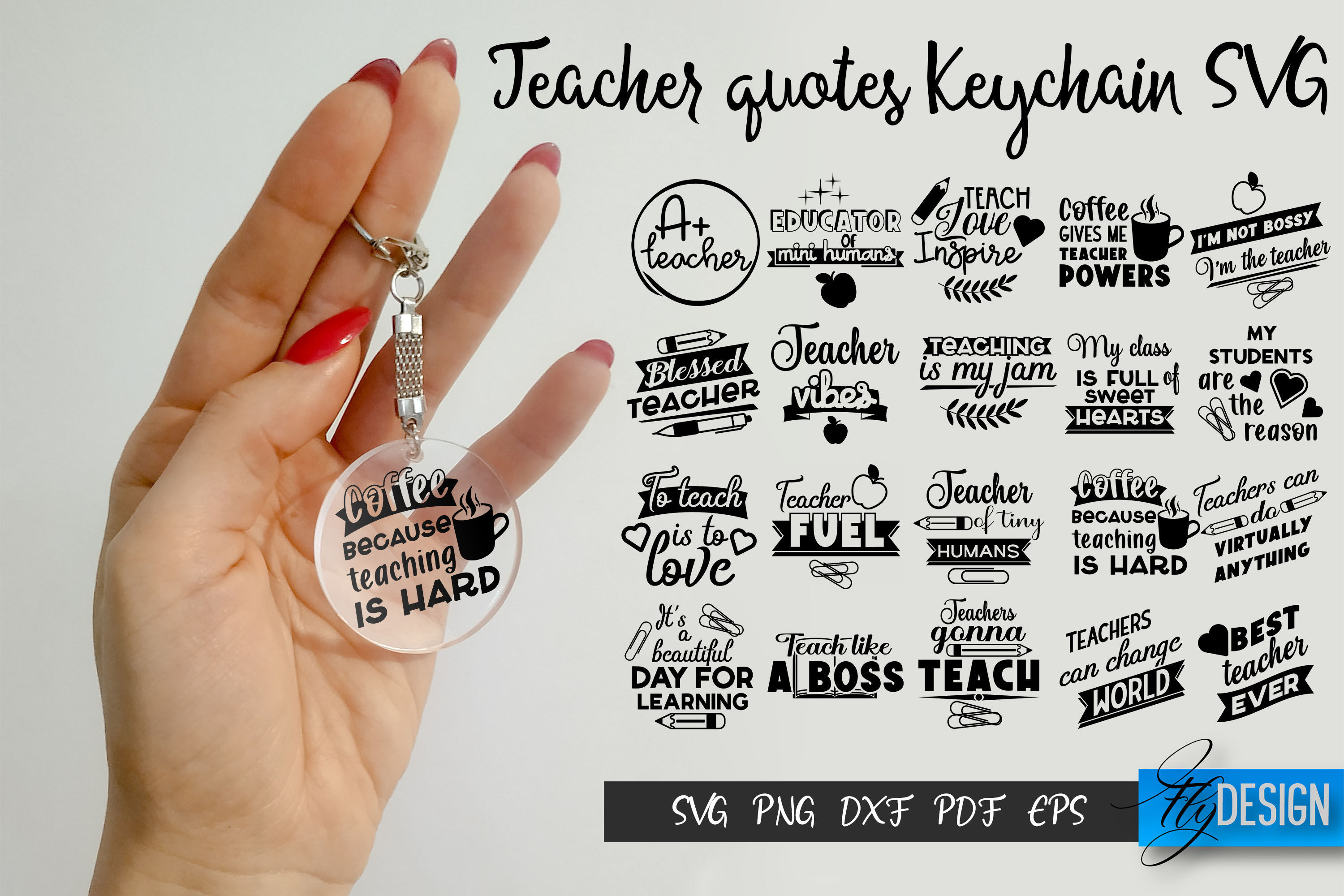 LOVE teacher school round sublimation key chain