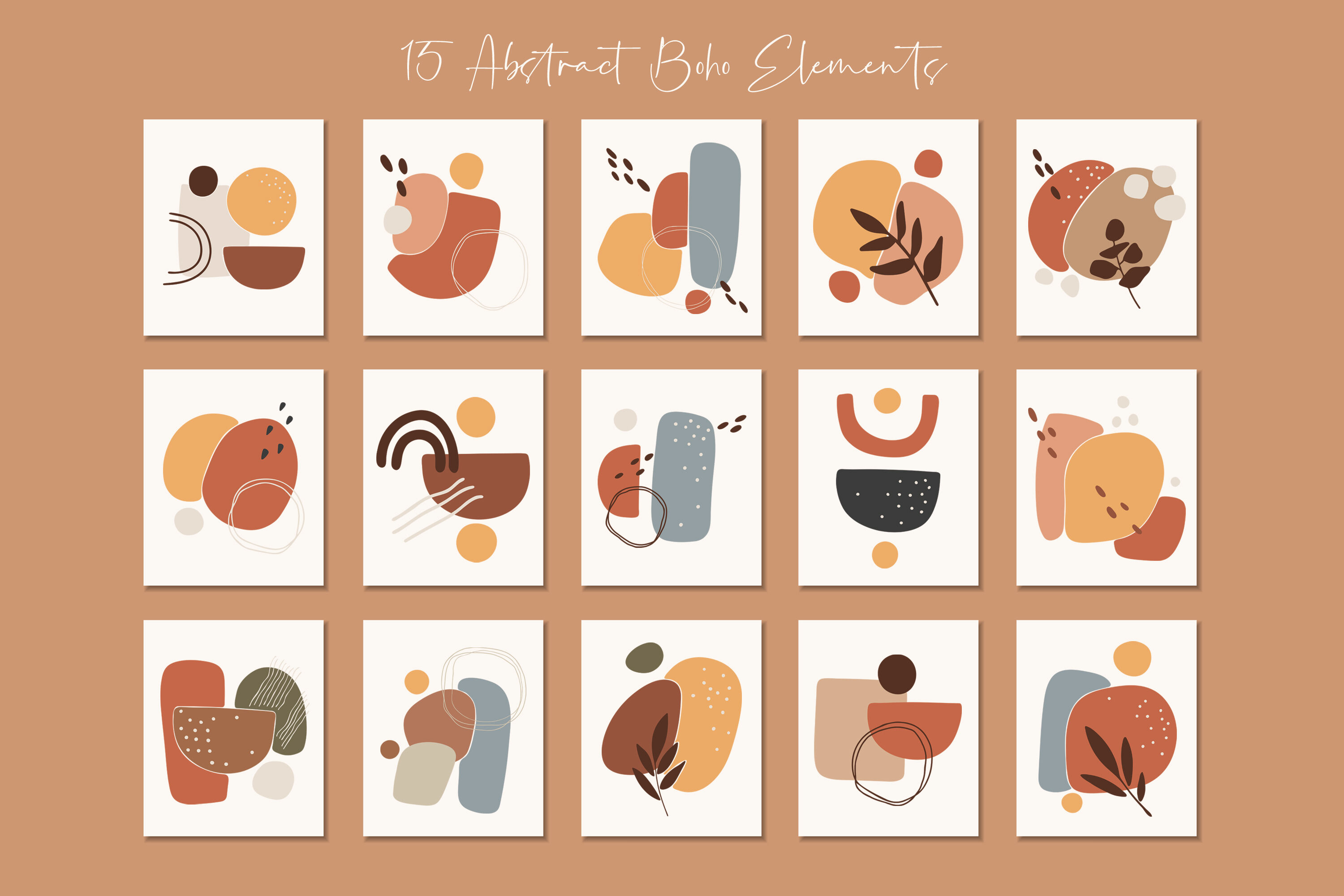 15 Abstract shapes clipart, Boho abstract clip art By DesignECShop ...