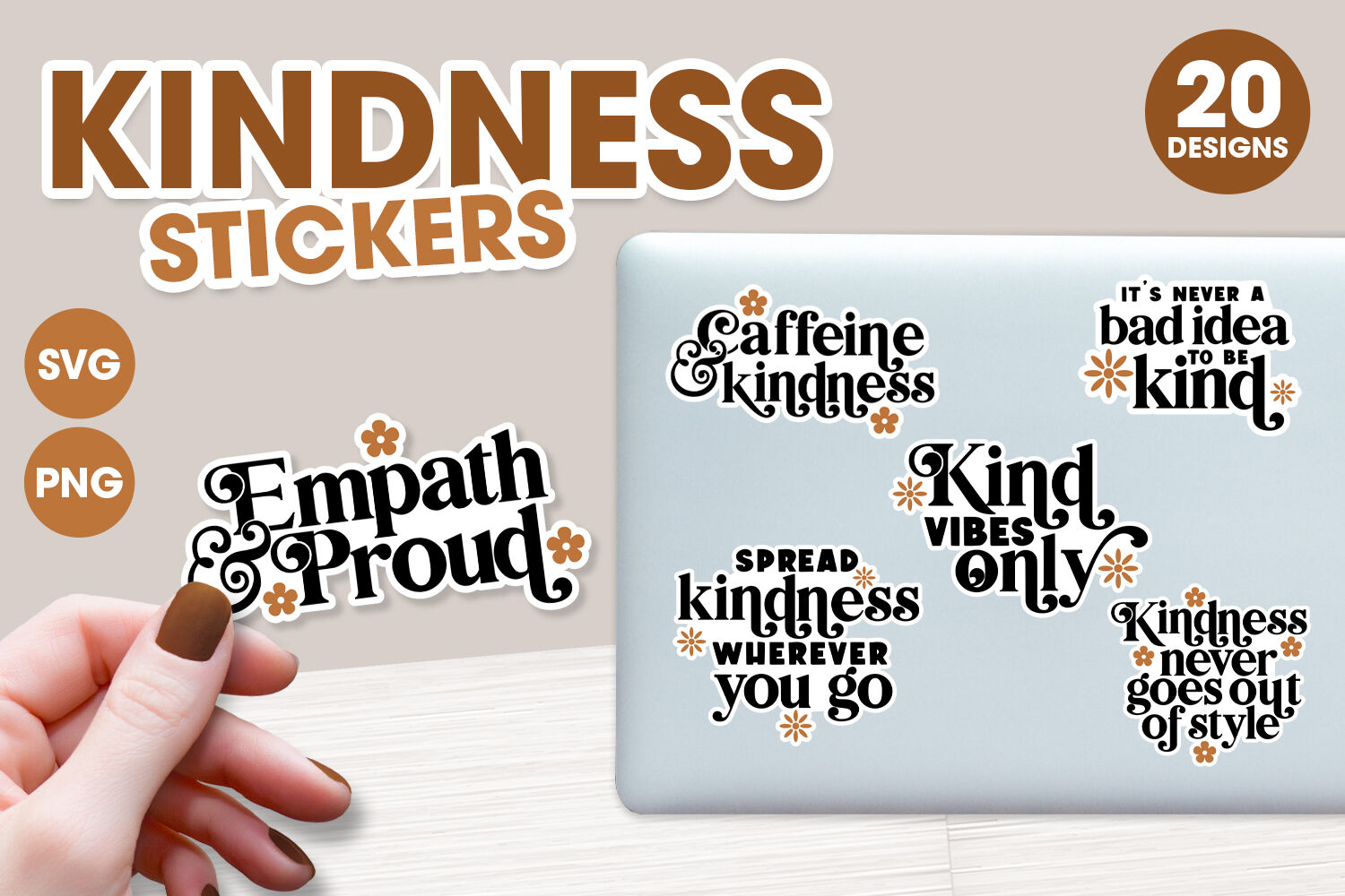Kindness SVG Sticker Bundle, Printable laptop stickers By Digitartx