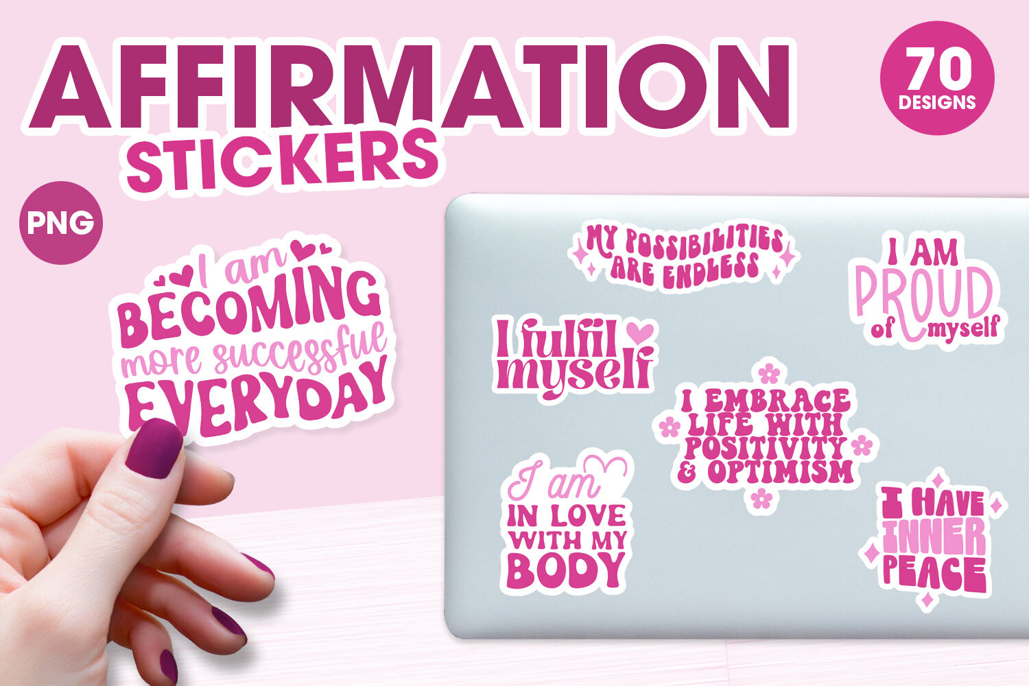 Affirmation Stickers Bundle, Printable laptop stickers By Digitartx