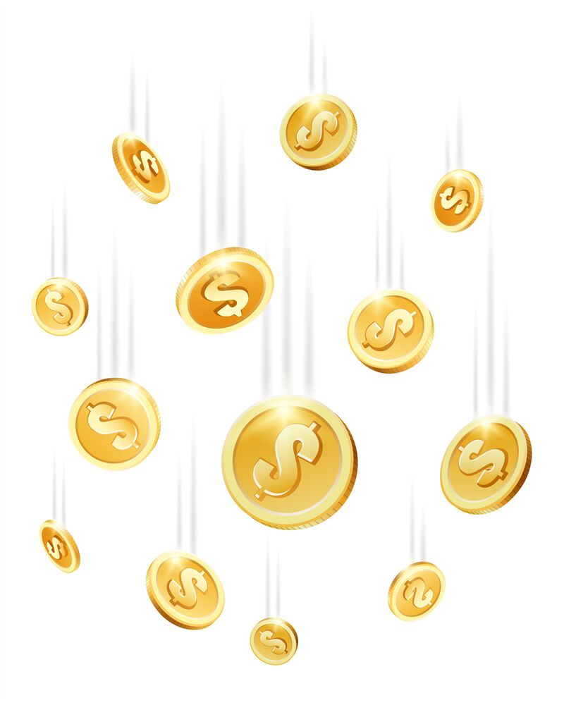 Coins drops cartoon money shower By vectortatu TheHungryJPEG