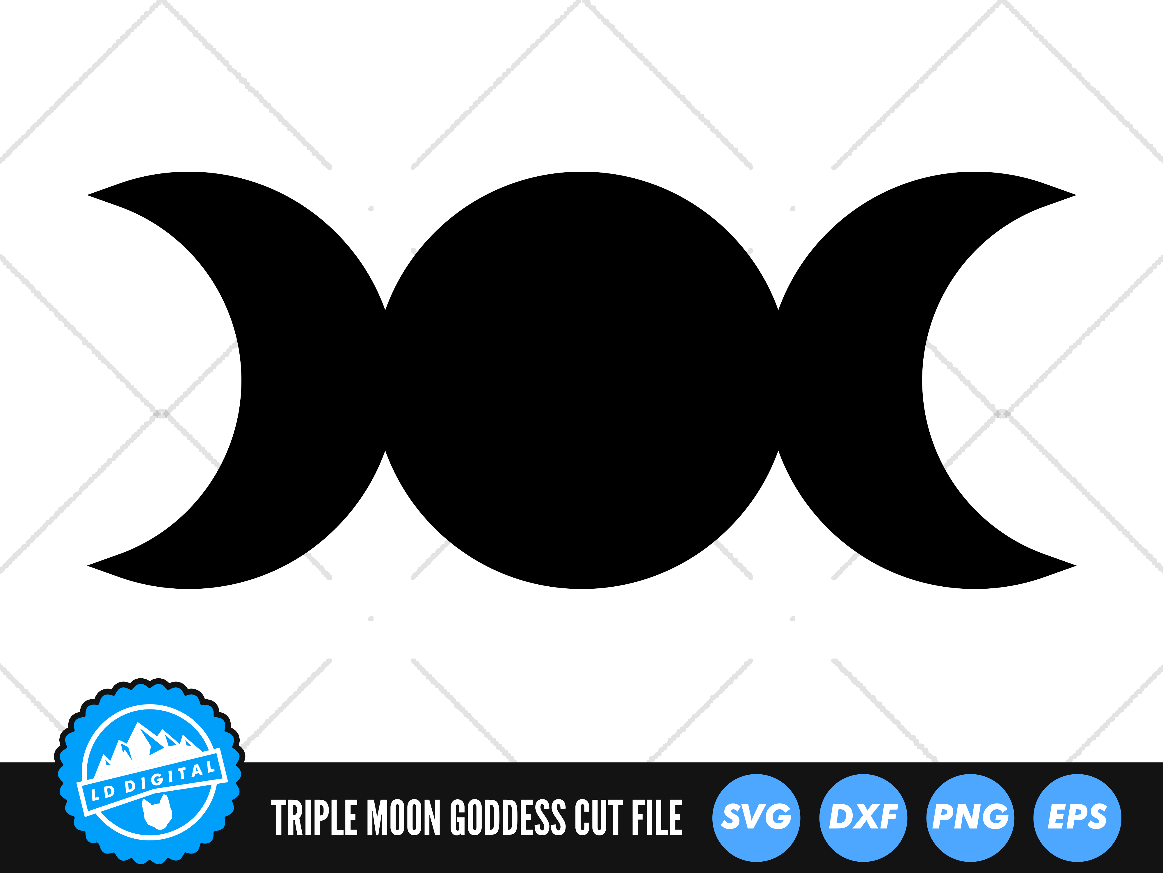 Triple Moon Goddess SVG, Wiccan Cut File, Pagan SVG By LD Digital