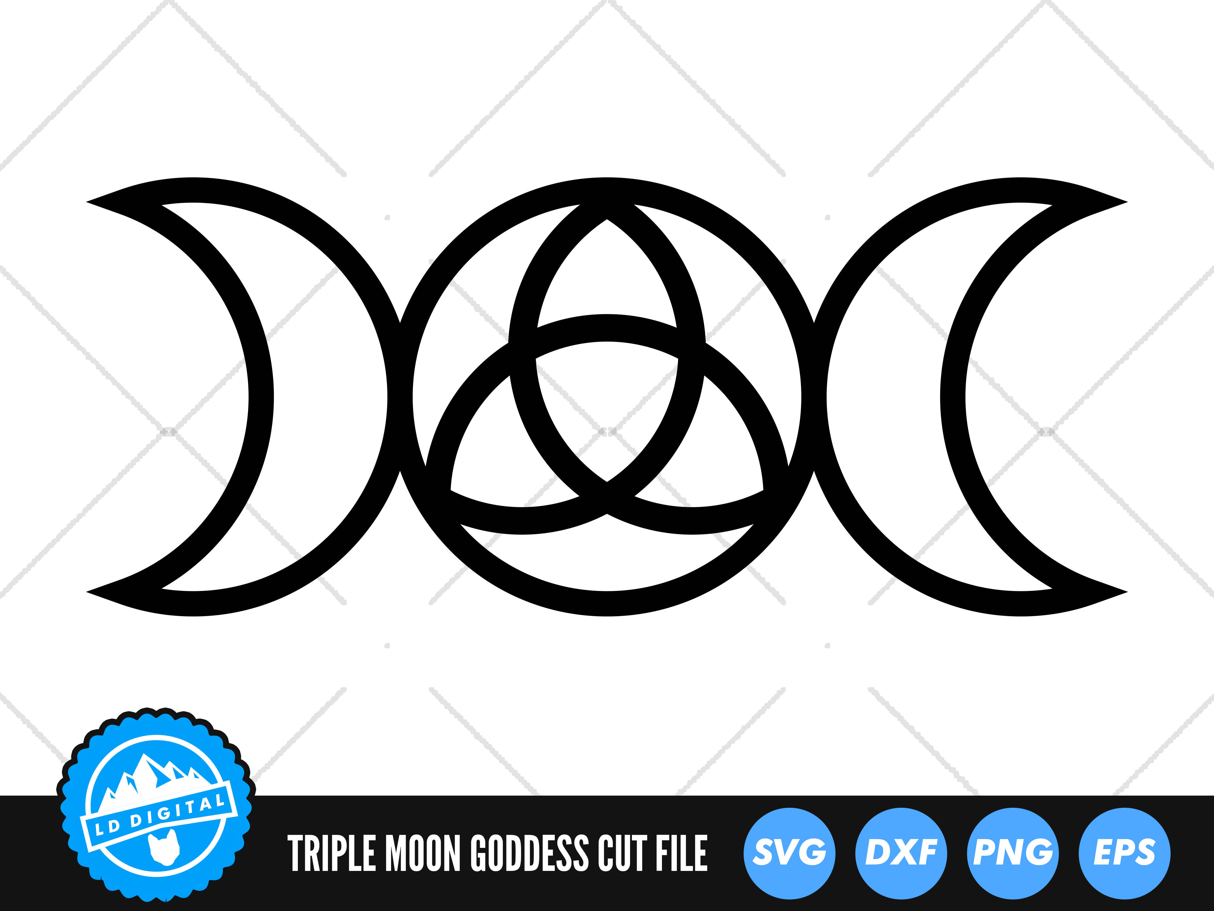 Triple Moon Goddess Triquetra Svg Wiccan Cut File Pagan Svg By Ld