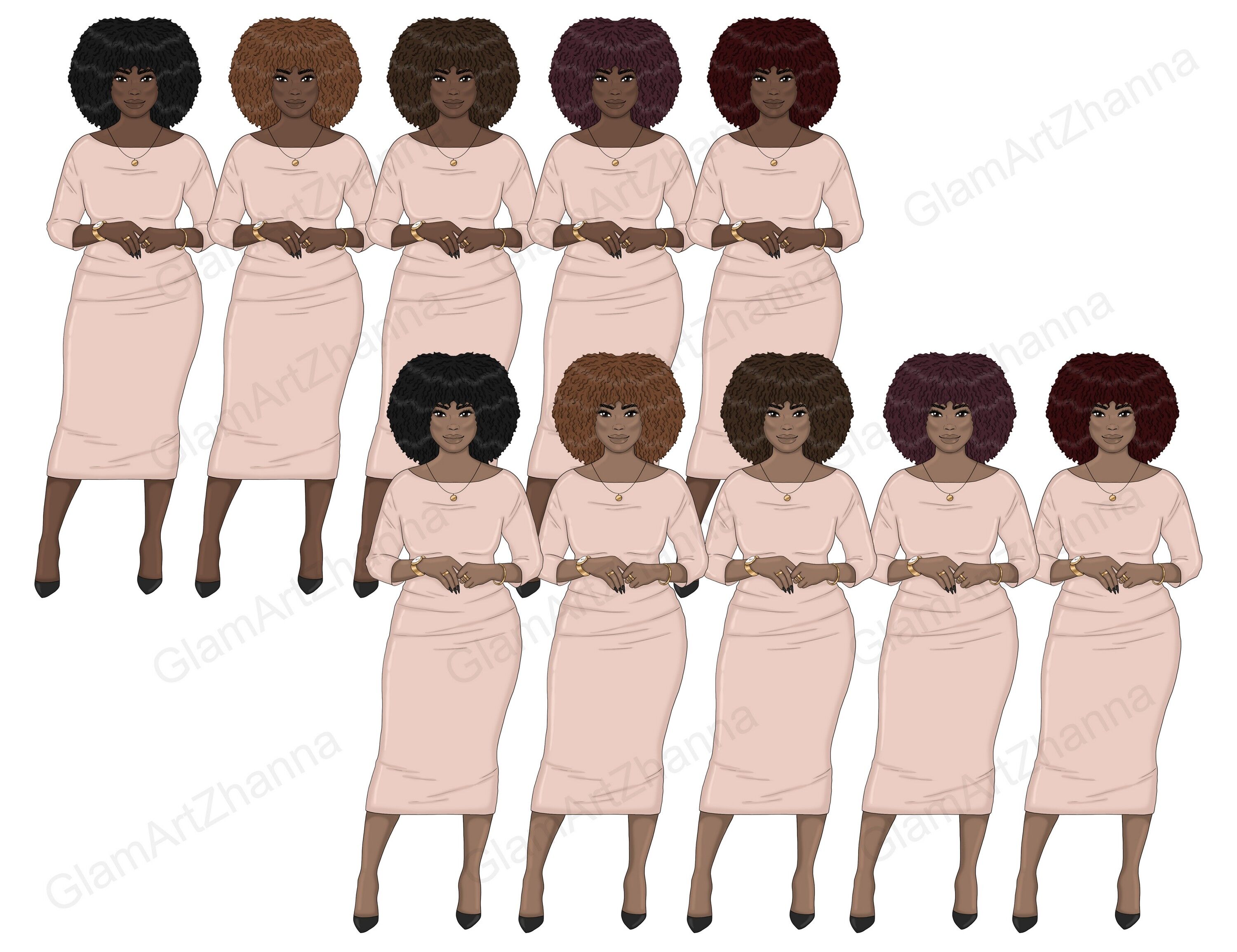 Curvy Girl Clipart, Plus Size, Curvy Woman Clipart, Fashion Girl Clipart,  Afro American, Fashion Illustration, Planner Printable, Stickers 