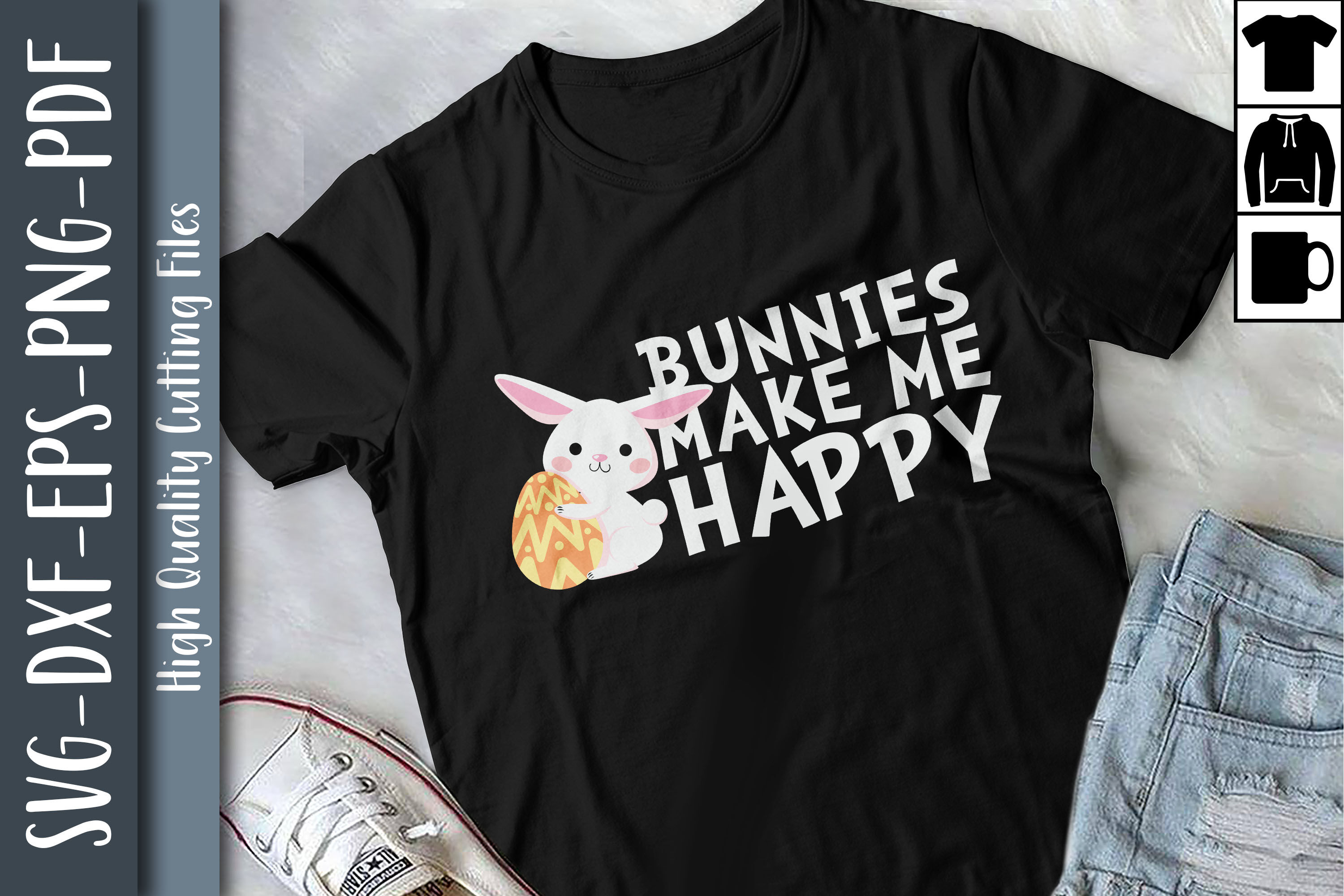 Funny Cute Bunnies Make Me Happy By Unlimab | TheHungryJPEG