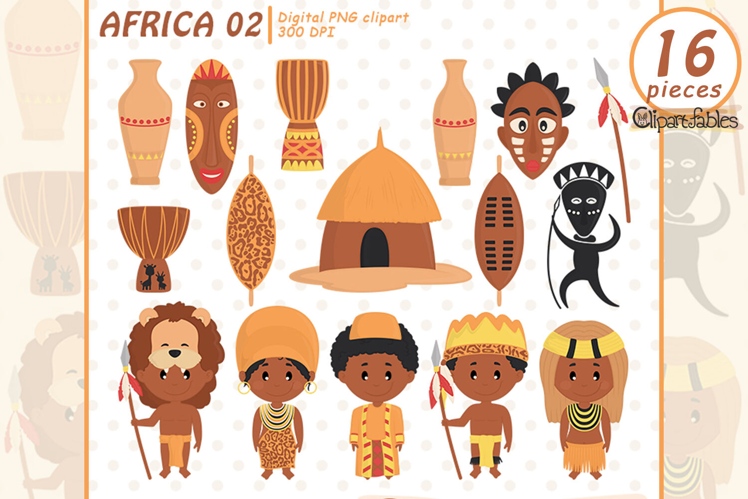 Cute AFRICA clipart, Zulu Tribe clip art, African culture By ...