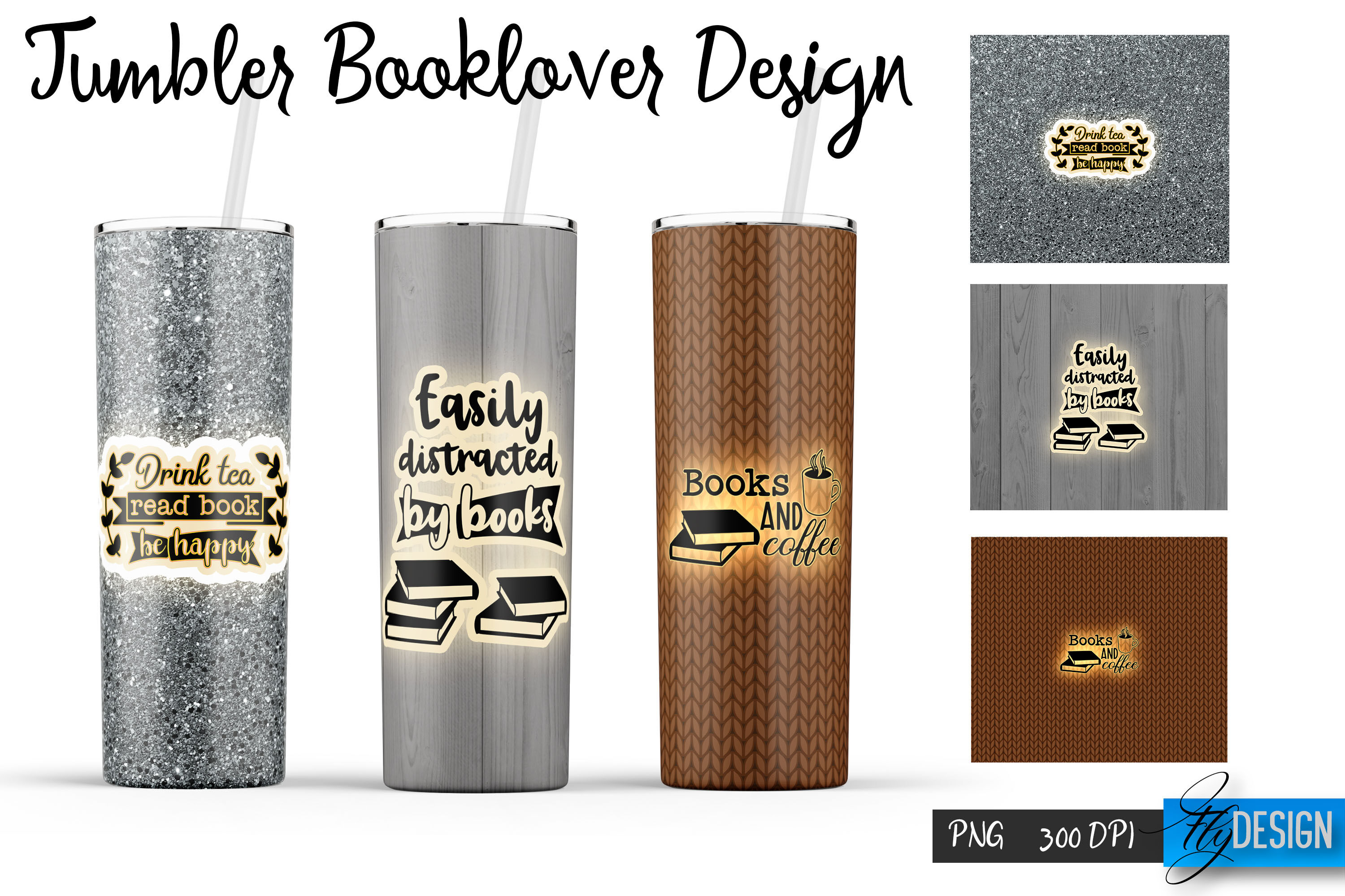 Books Tumbler Wrap for Sublimation, Easily Distracted B Books