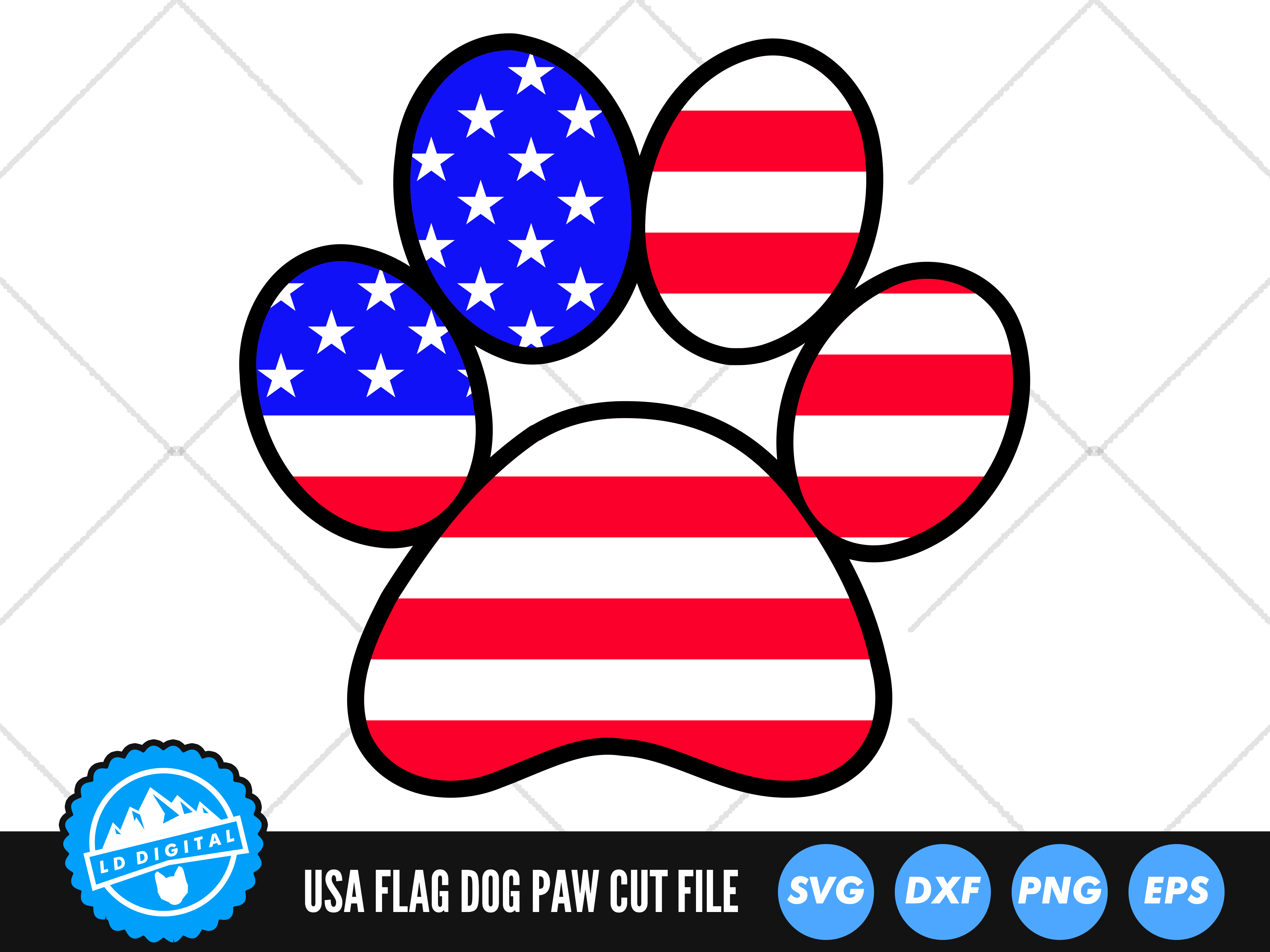 American Flag Paw Print SVG | 4th of July Cut File | Dog Paw SVG By LD ...