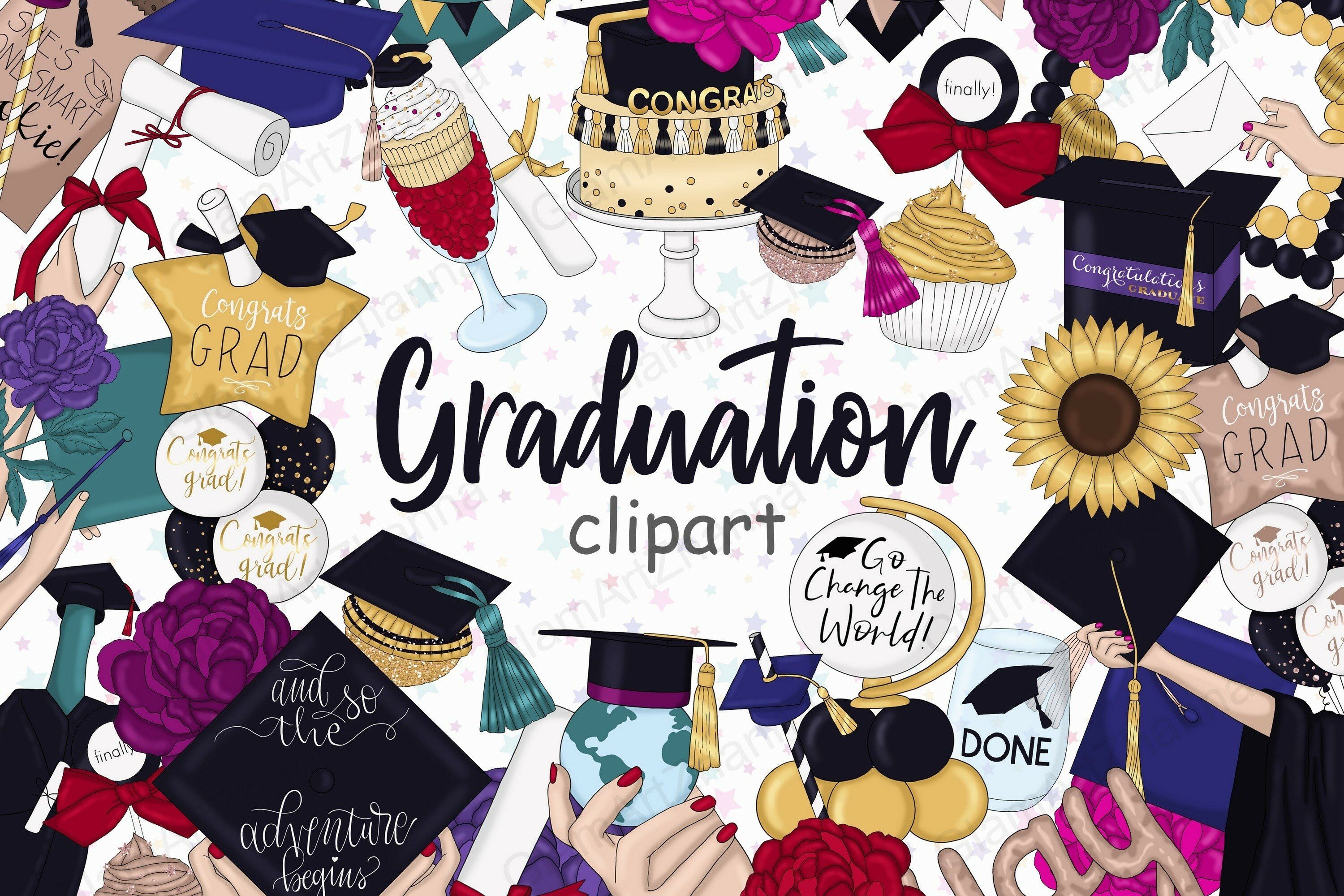 Graduation Clipart By GlamArtZhanna | TheHungryJPEG