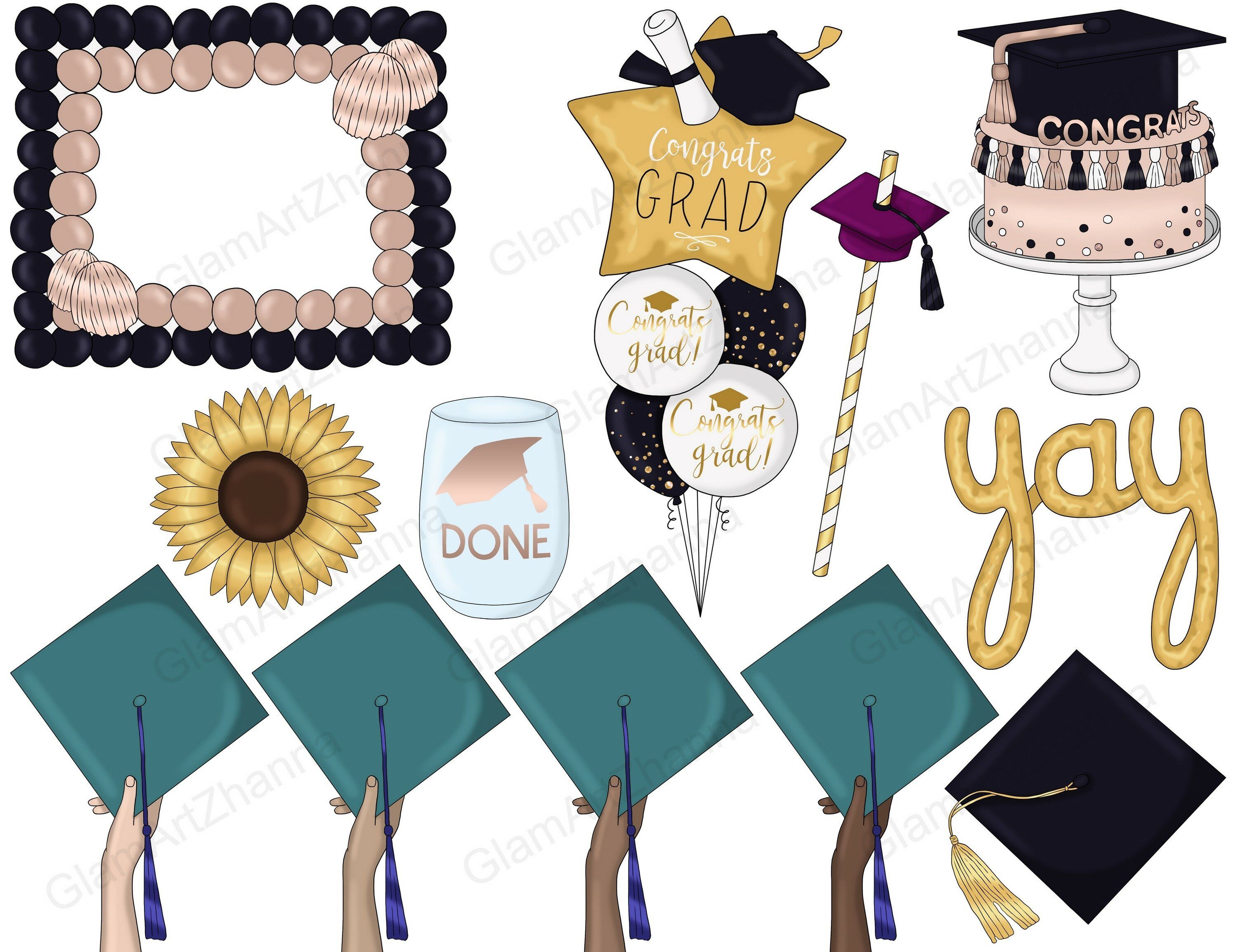 Graduation Clipart By GlamArtZhanna | TheHungryJPEG