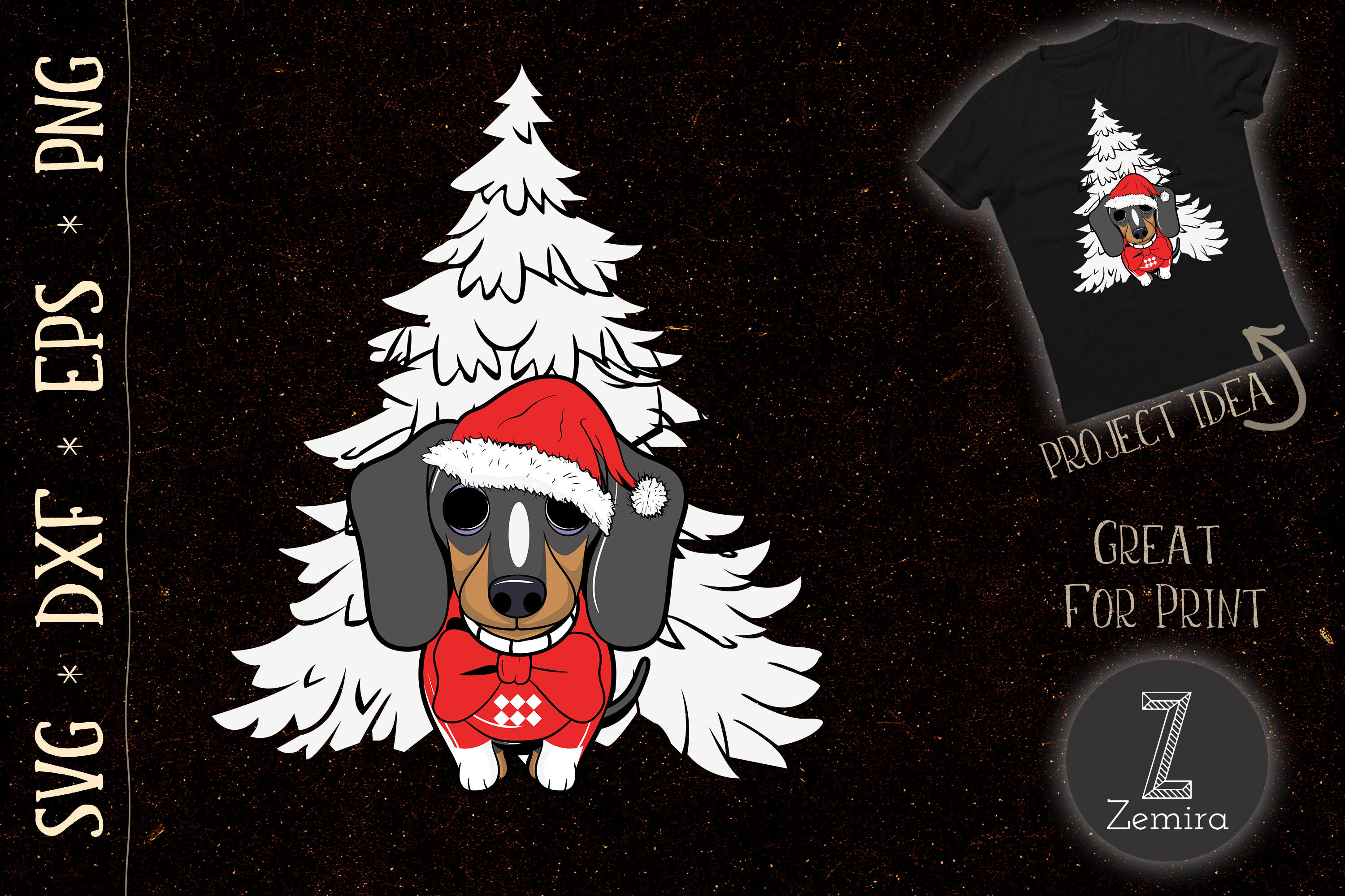Dachshund Dogs Tree Christmas SVG By Zemira | TheHungryJPEG