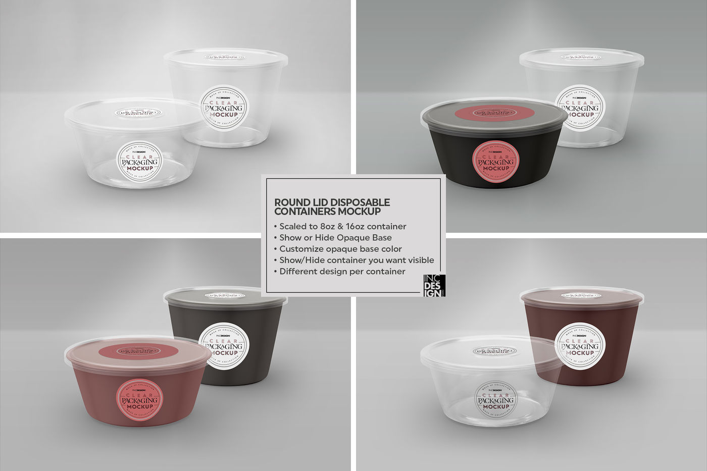 Download Vol.1: Clear Plastic Food Containers Packaging Mock Up Collection By INC Design Studio ...