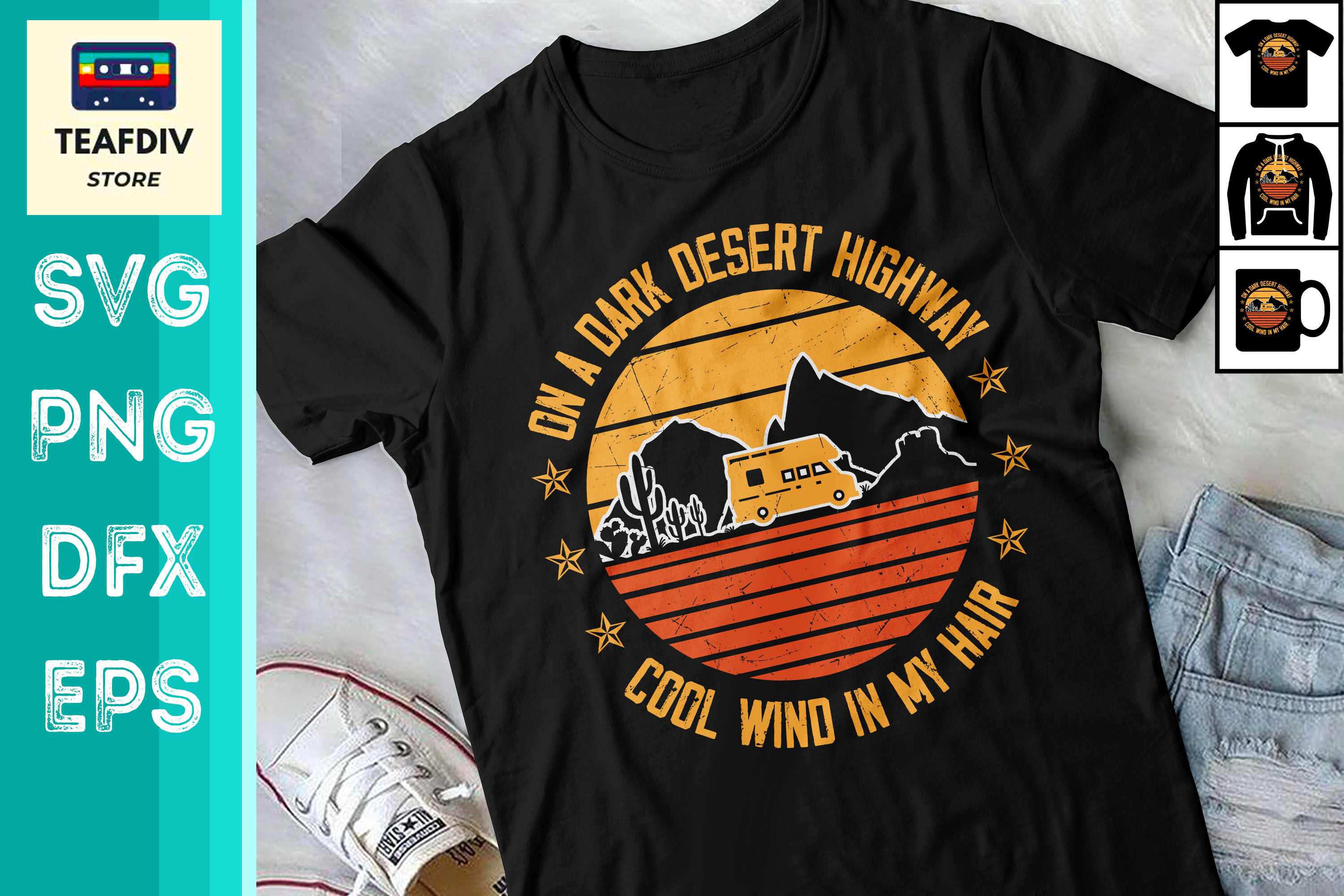 On A Dark Desert Highway Camping SVG By Zemira | TheHungryJPEG