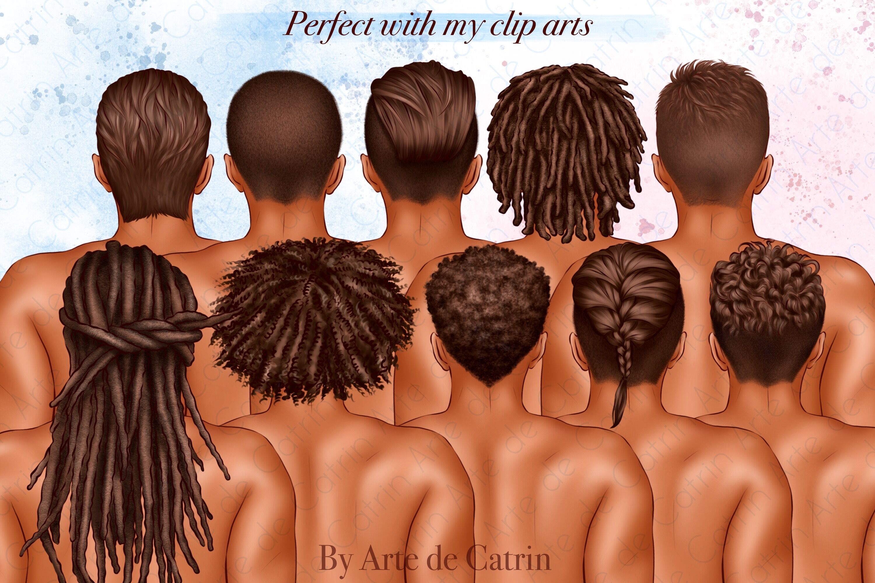 Mens Hairstyles Clipart, Natural Hair PNG, Hair Clipart Pack, By  ArtedeCatrin | TheHungryJPEG