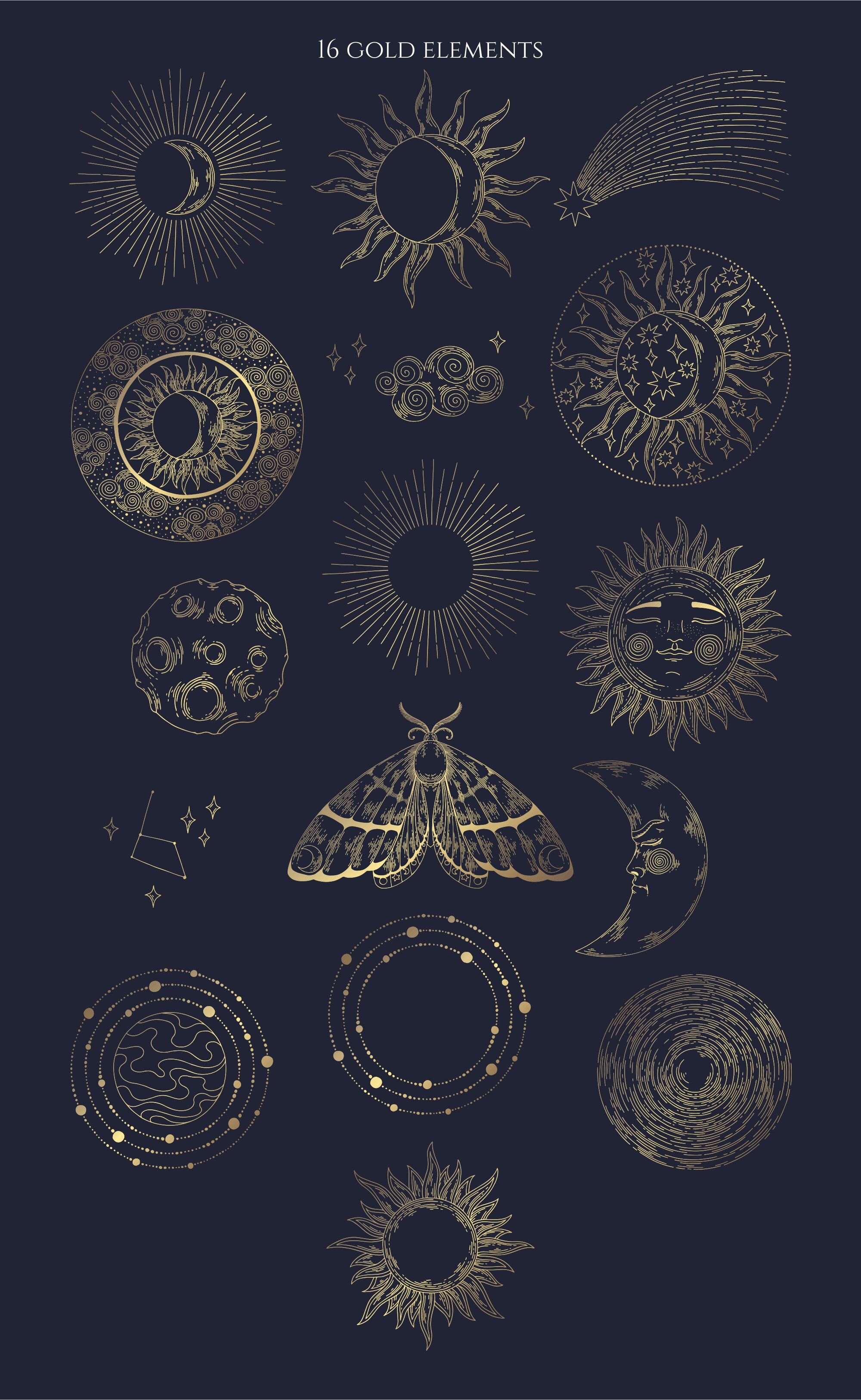 Celestial pattern and illustration By ElonaLaff