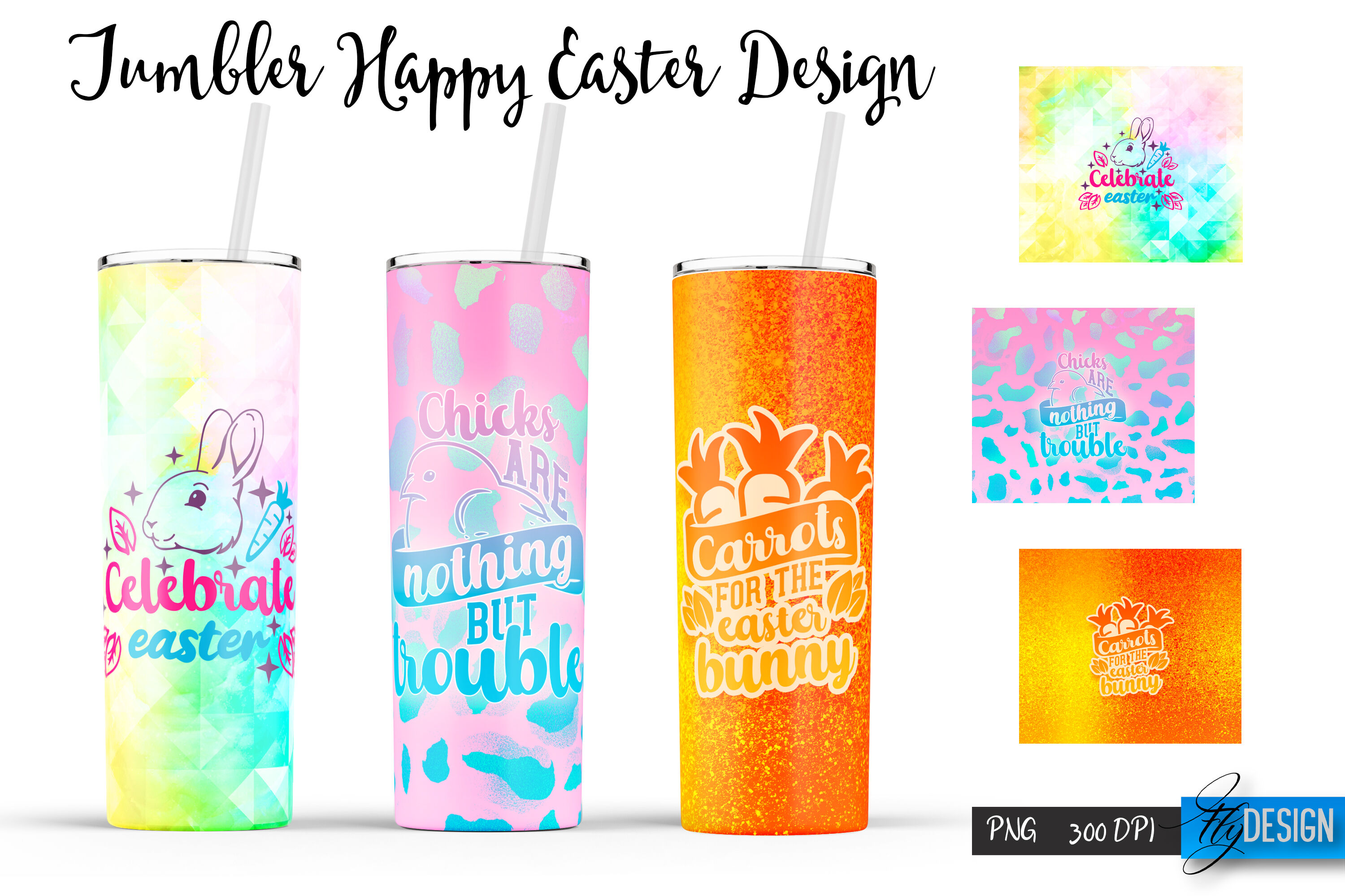 Easter Tumbler sublimation designs with bunny, eggs