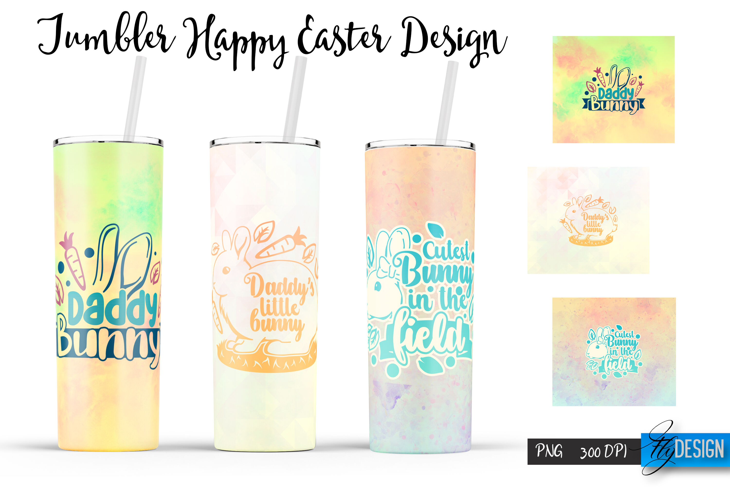 Easter Tumbler sublimation designs with bunny, eggs