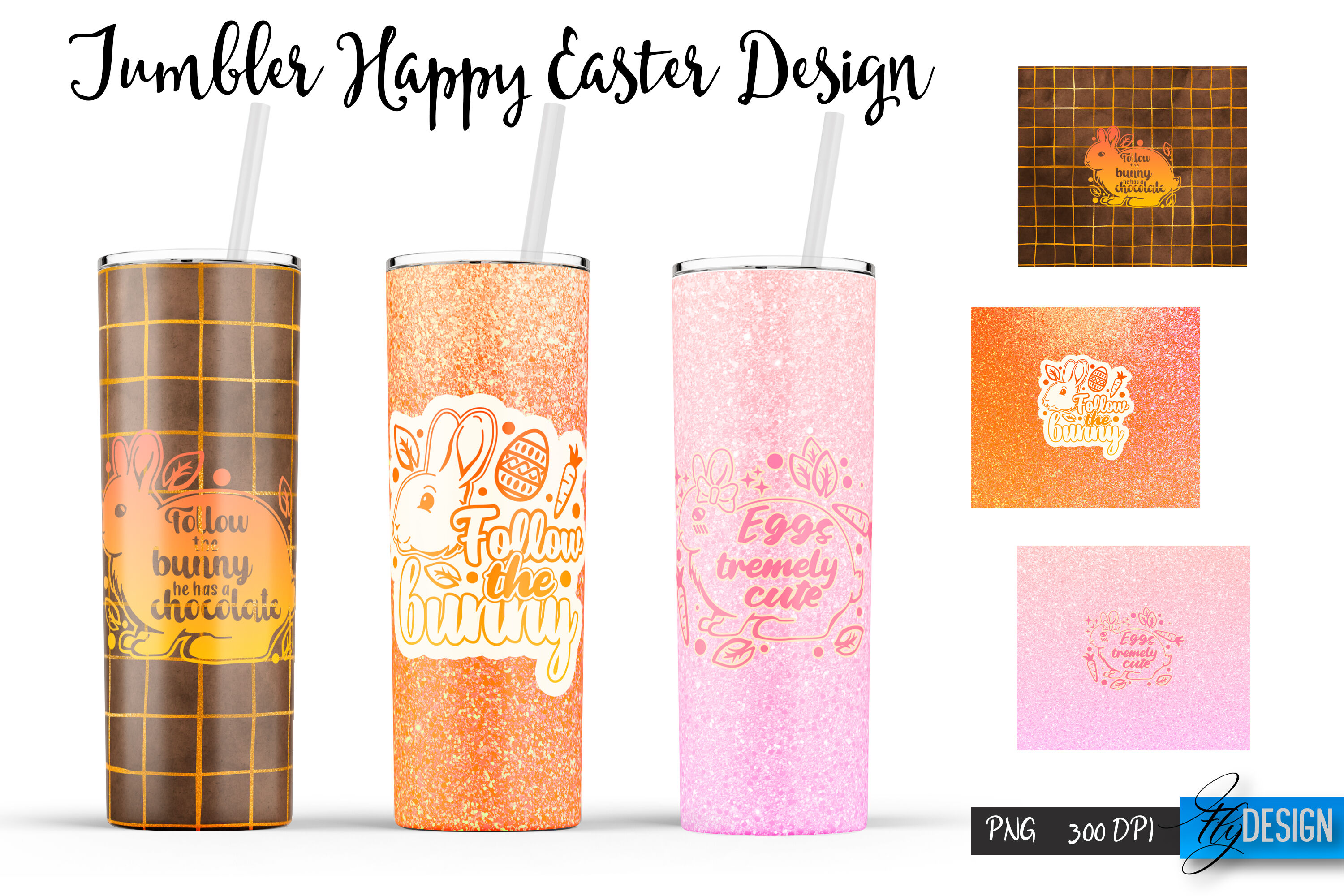 Easter Tumbler sublimation designs with bunny, eggs