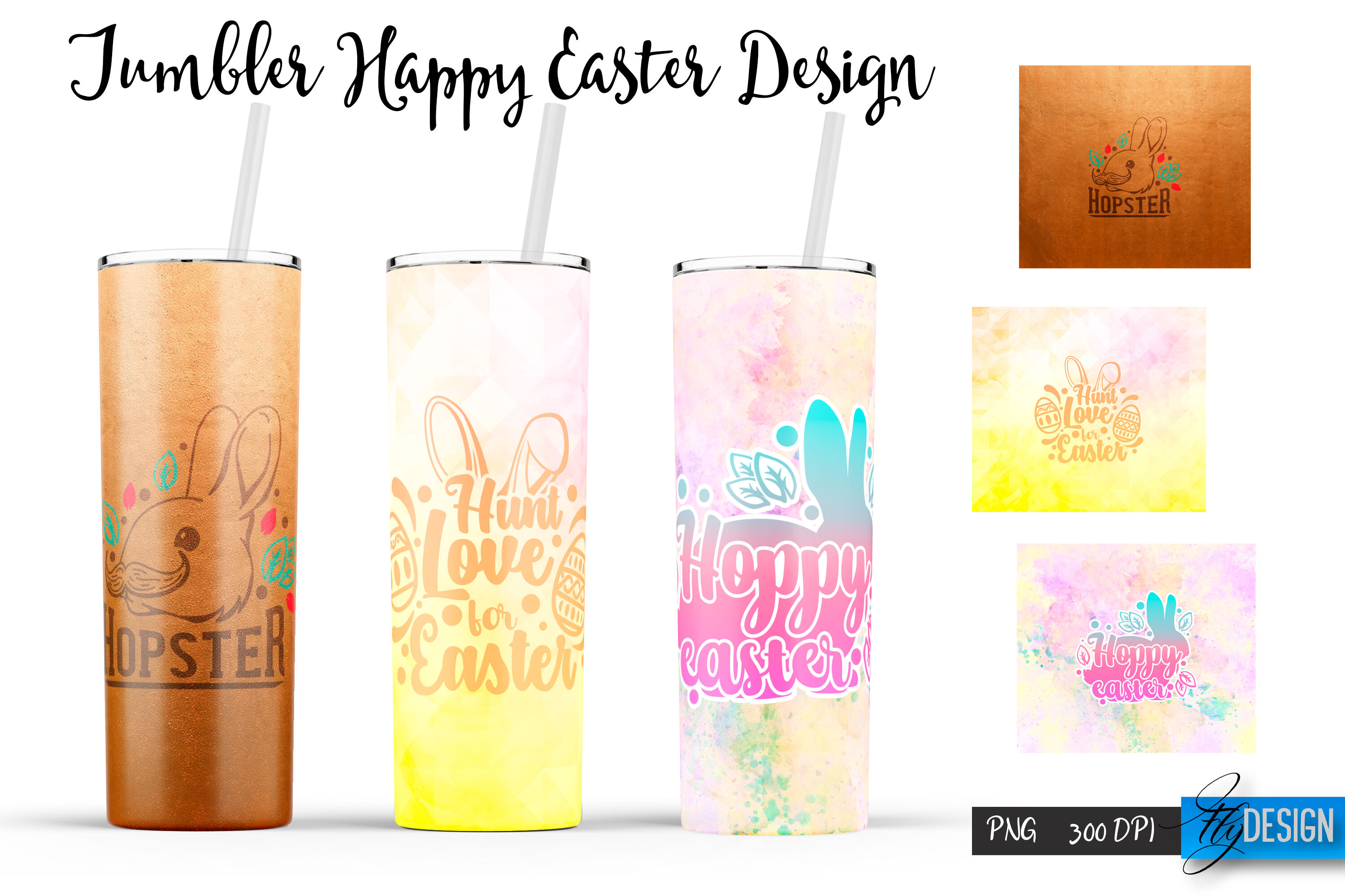 Easter Tumbler sublimation designs with bunny, eggs