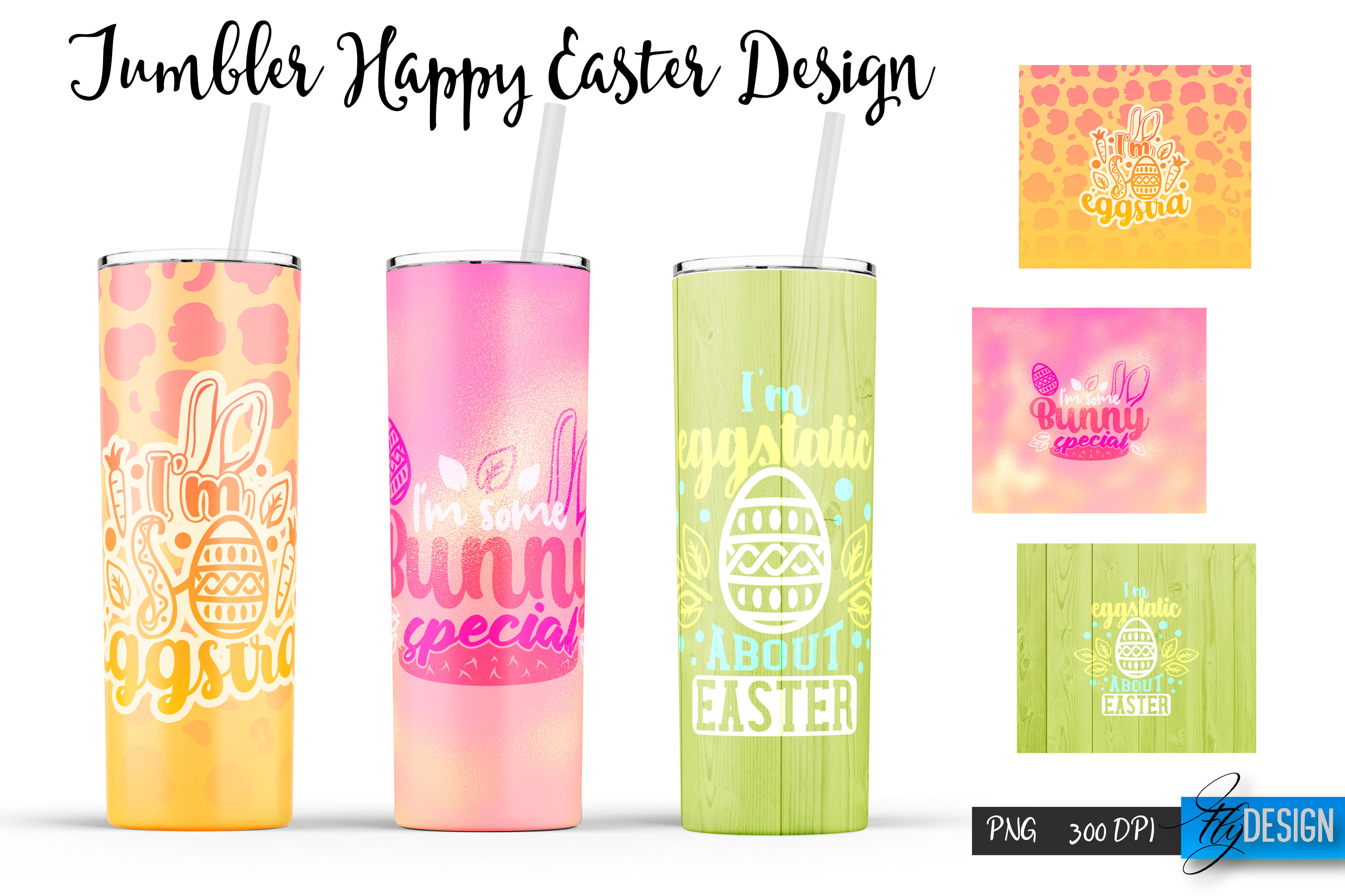 Easter Tumbler sublimation designs with bunny, eggs