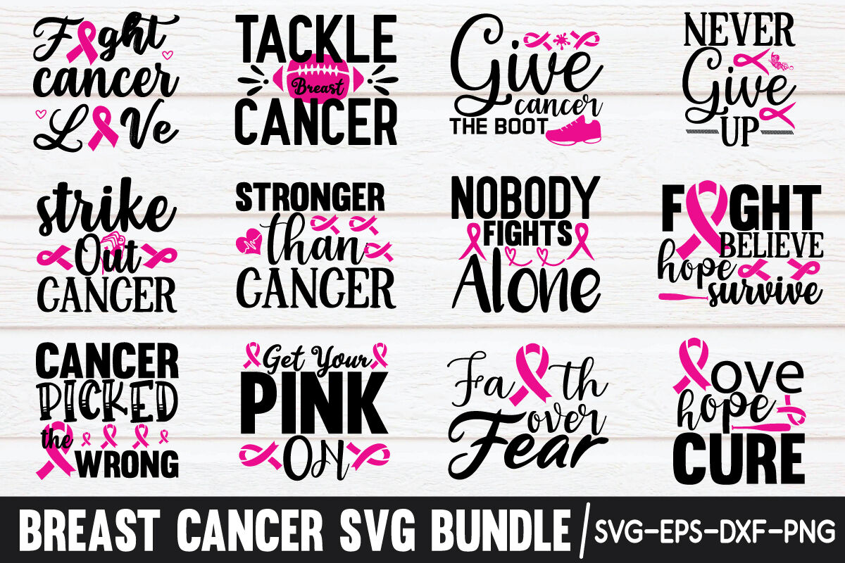 Breast Cancer Quotes SVG Bundle By creativesvgzone | TheHungryJPEG