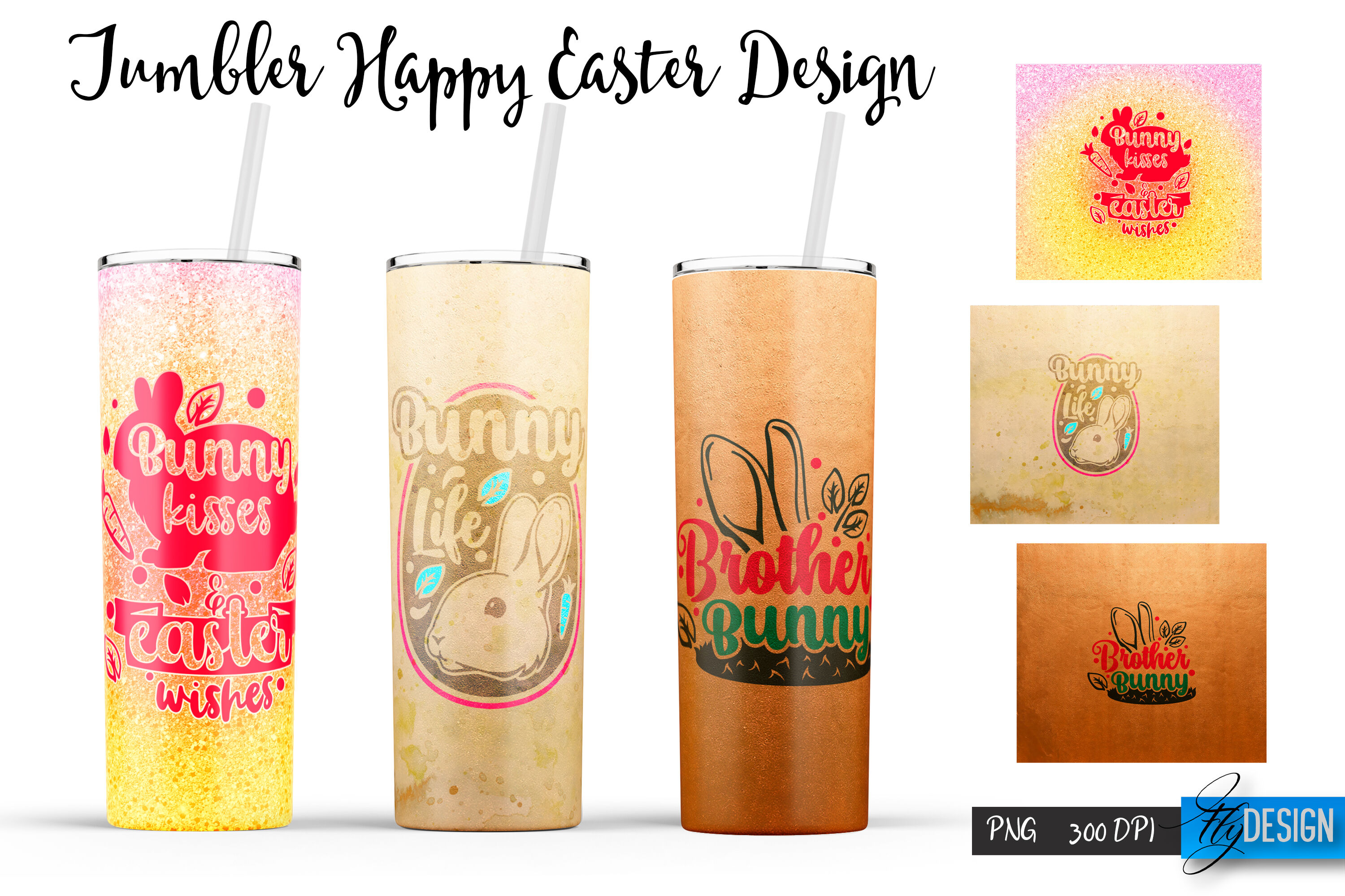 Easter Tumbler sublimation designs with bunny, eggs