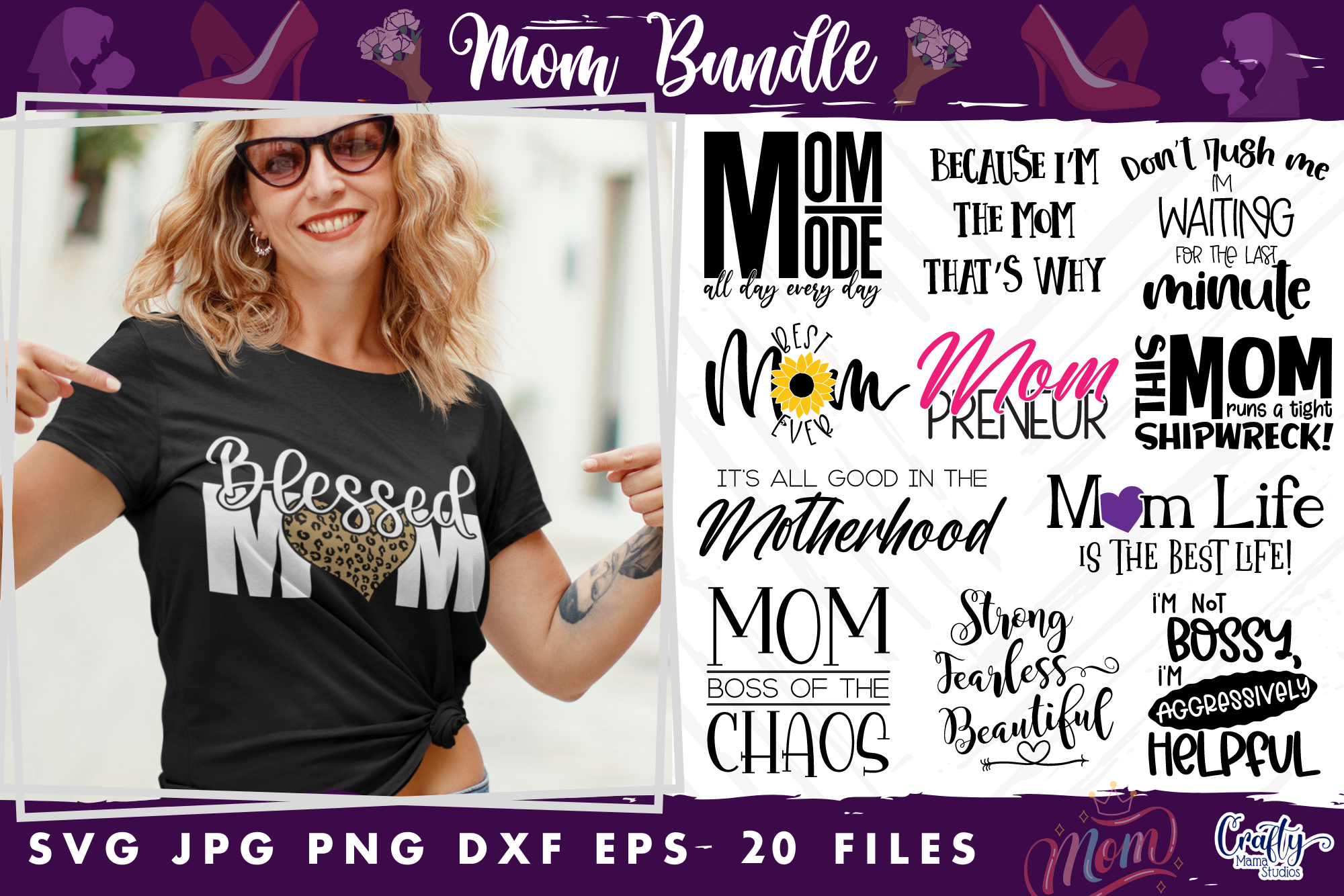 Mom Svg Bundle | Mom Svg Files for Cricut By Crafty Mama Studios