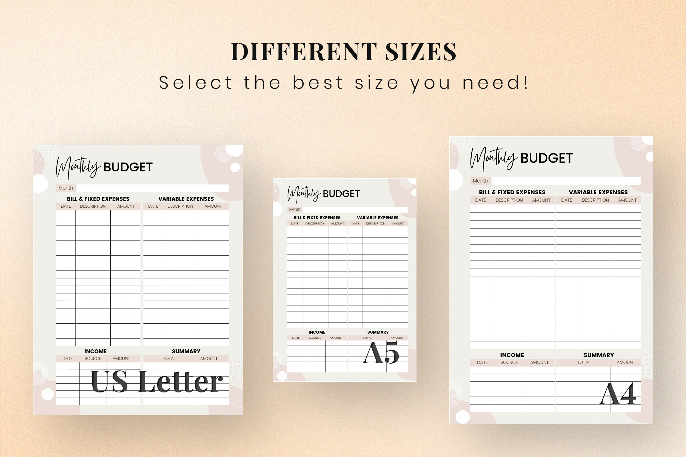 Budget Tracker Printable, Budget Pdf, A4 and A5, US By SnapyBiz