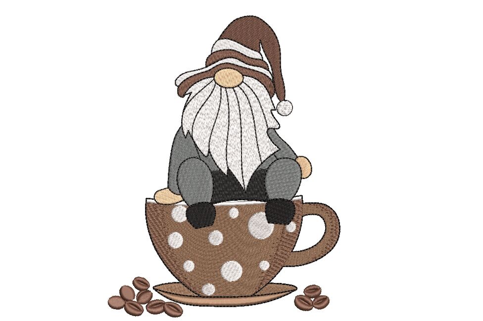 Coffee gnome embroidery design 4 sizes instant download by Coffee gnome embroidery design 4 sizes instant download by