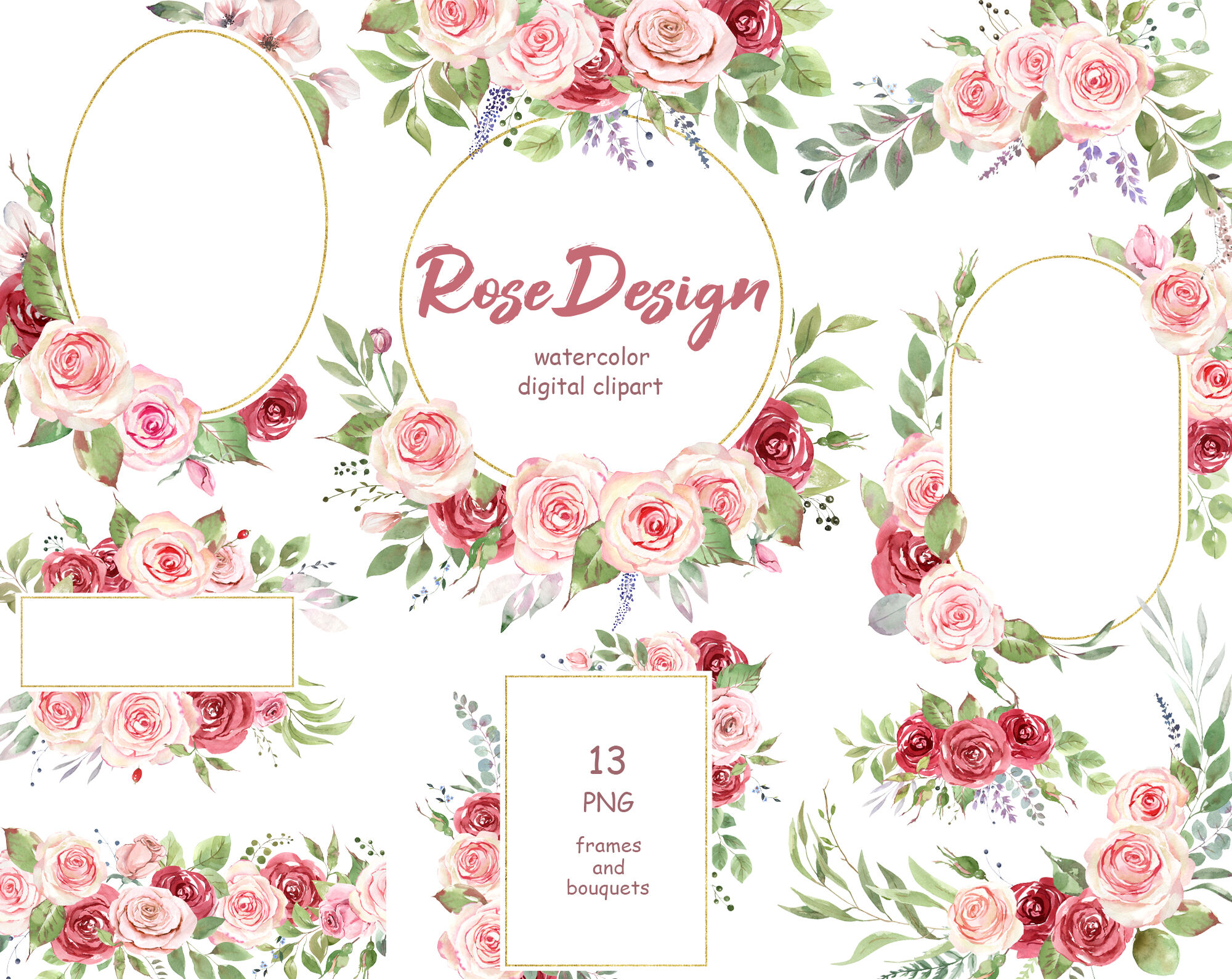 pink roses clipart