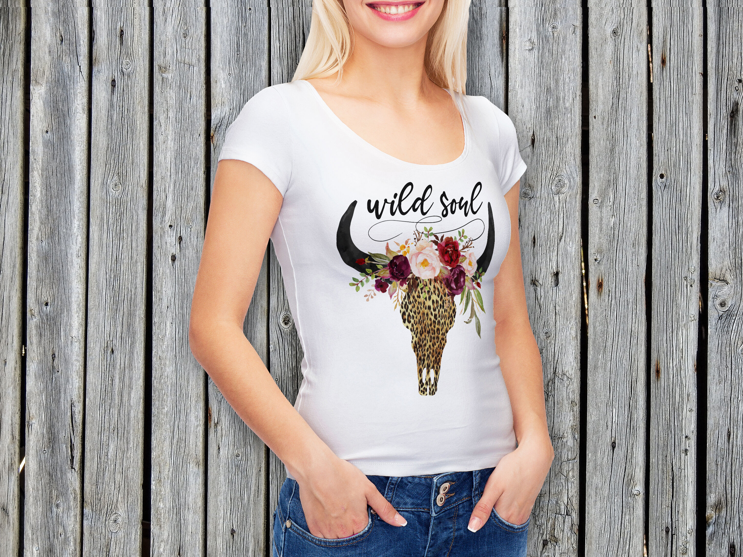 Western Cow Skull, Sublimation Design for T-shirt, PNG By NewArtLife ...