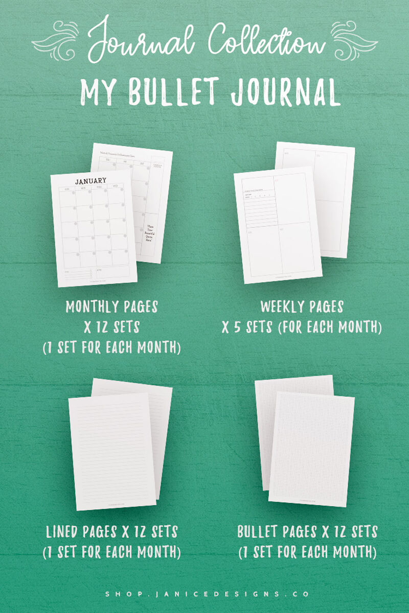 Bullet journal pages design templates Royalty Free Vector