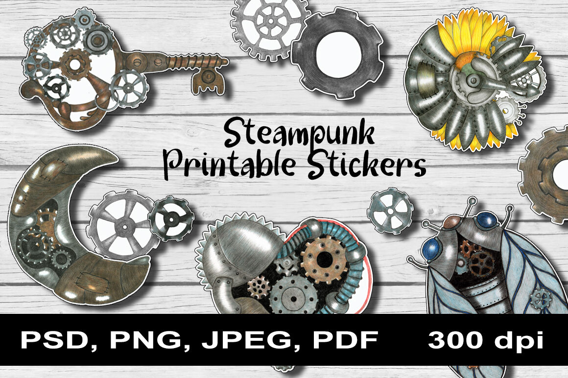 Steampunk Accessories. Watercolour Vintage Bundle