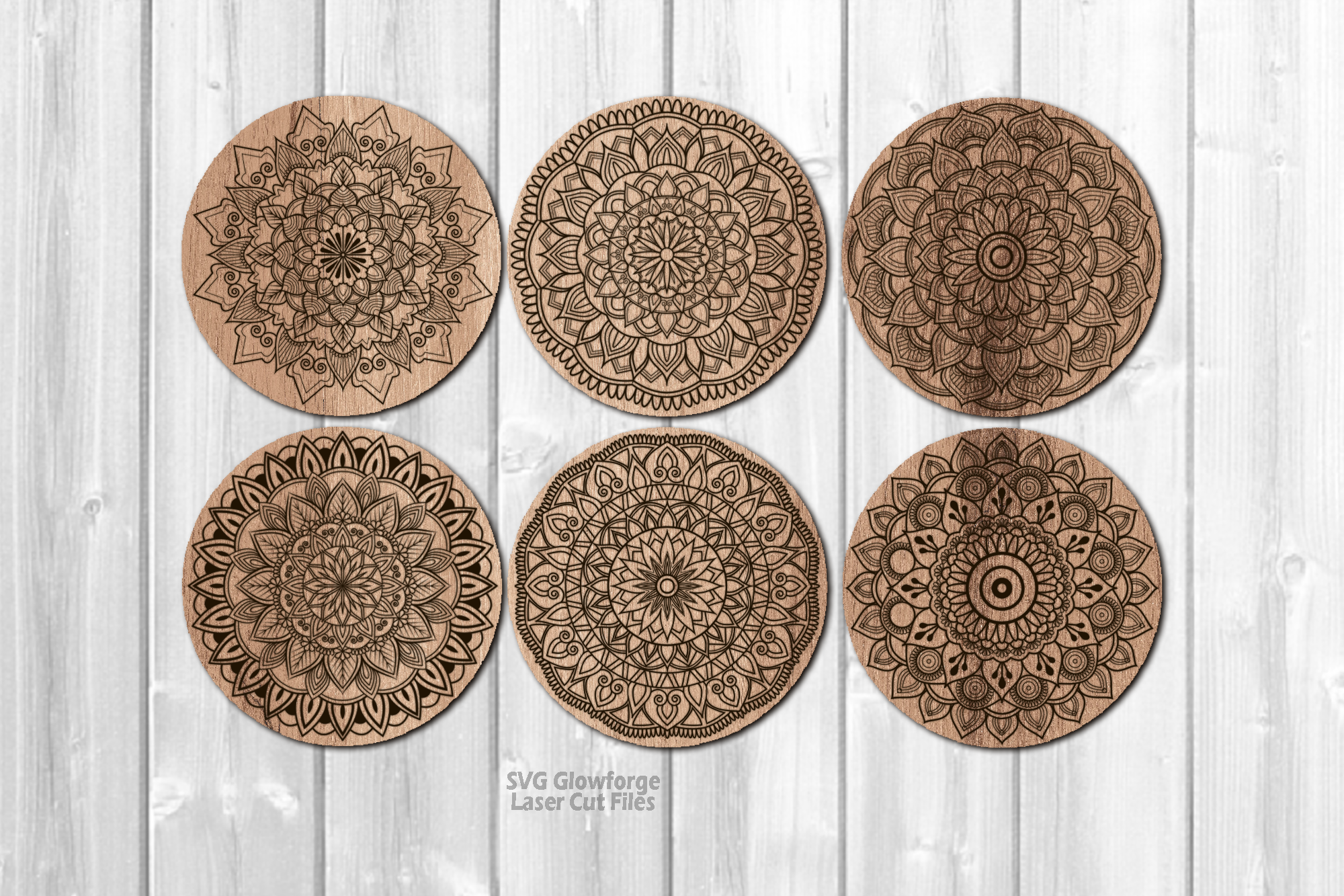 Mandala Coaster SVG Bundle Laser Cut Files Floral Glowforge By