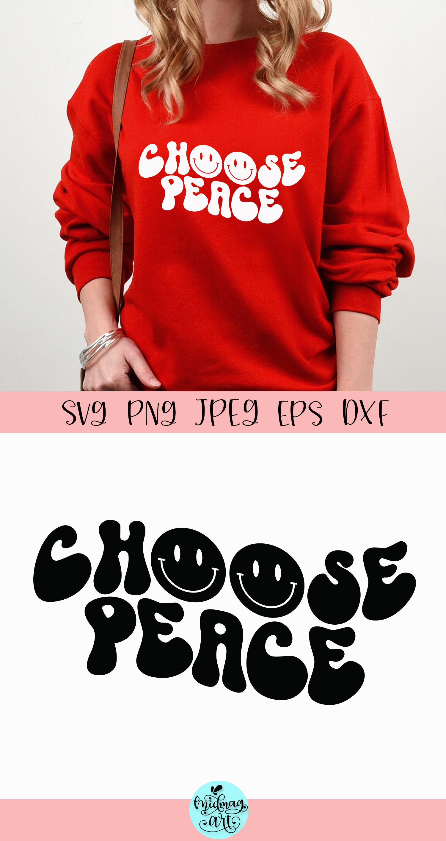 Choose peace svg, inspirational groovy svg By Midmagart | TheHungryJPEG